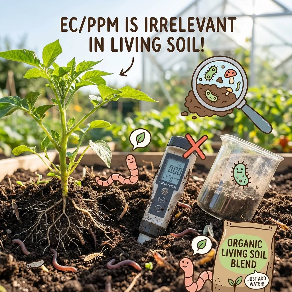 EC/PPM Is Irrelevant in Living Soil!