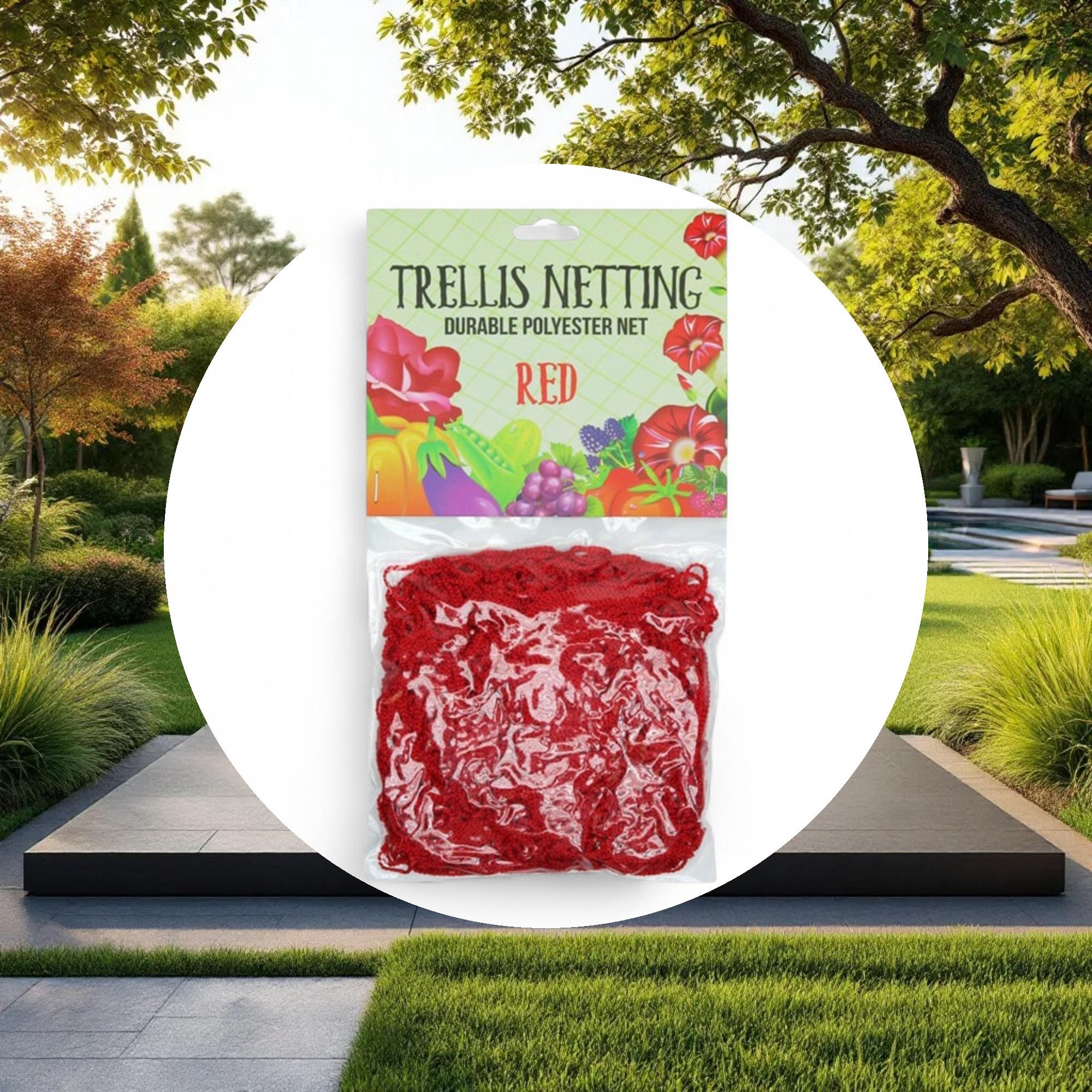 5'x60' Trellis Netting Red 6" Squares - Image 4