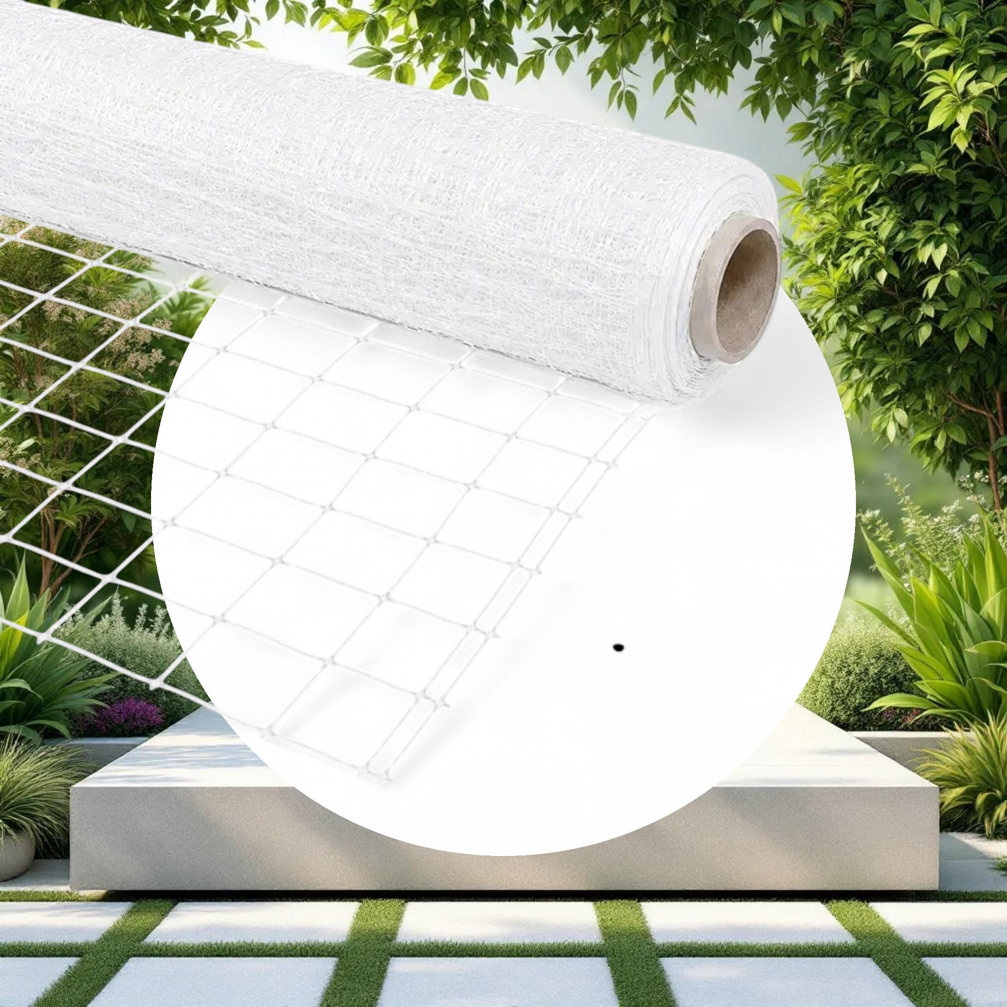 VineLine Durable Plastic Trellis Netting White Roll 6ft x 1000ft w/ 6in Squares - Image 2