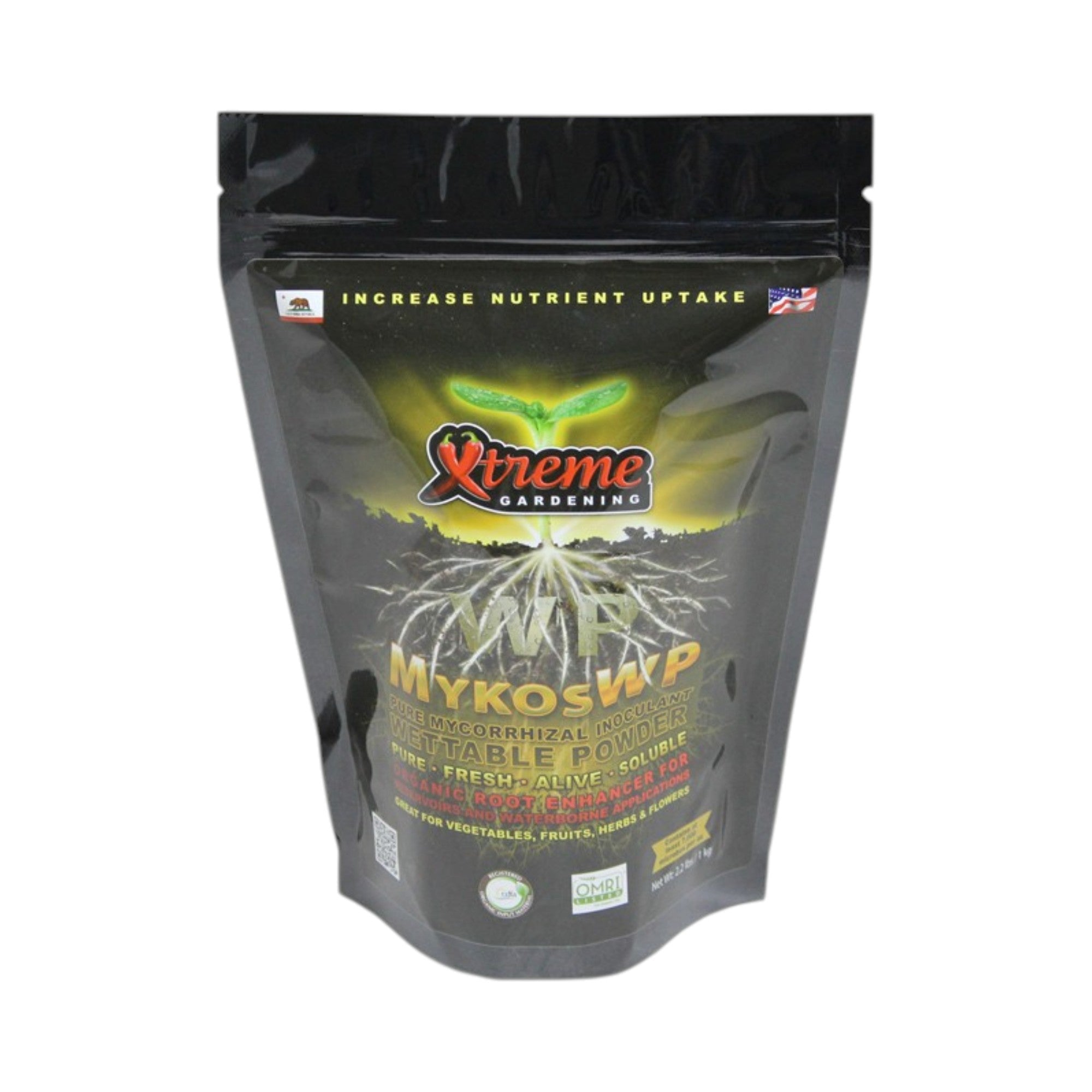 Xtreme Gardening MYKOS WP pure mycorrhizal wettable powder 2.2 lb, 6/cs