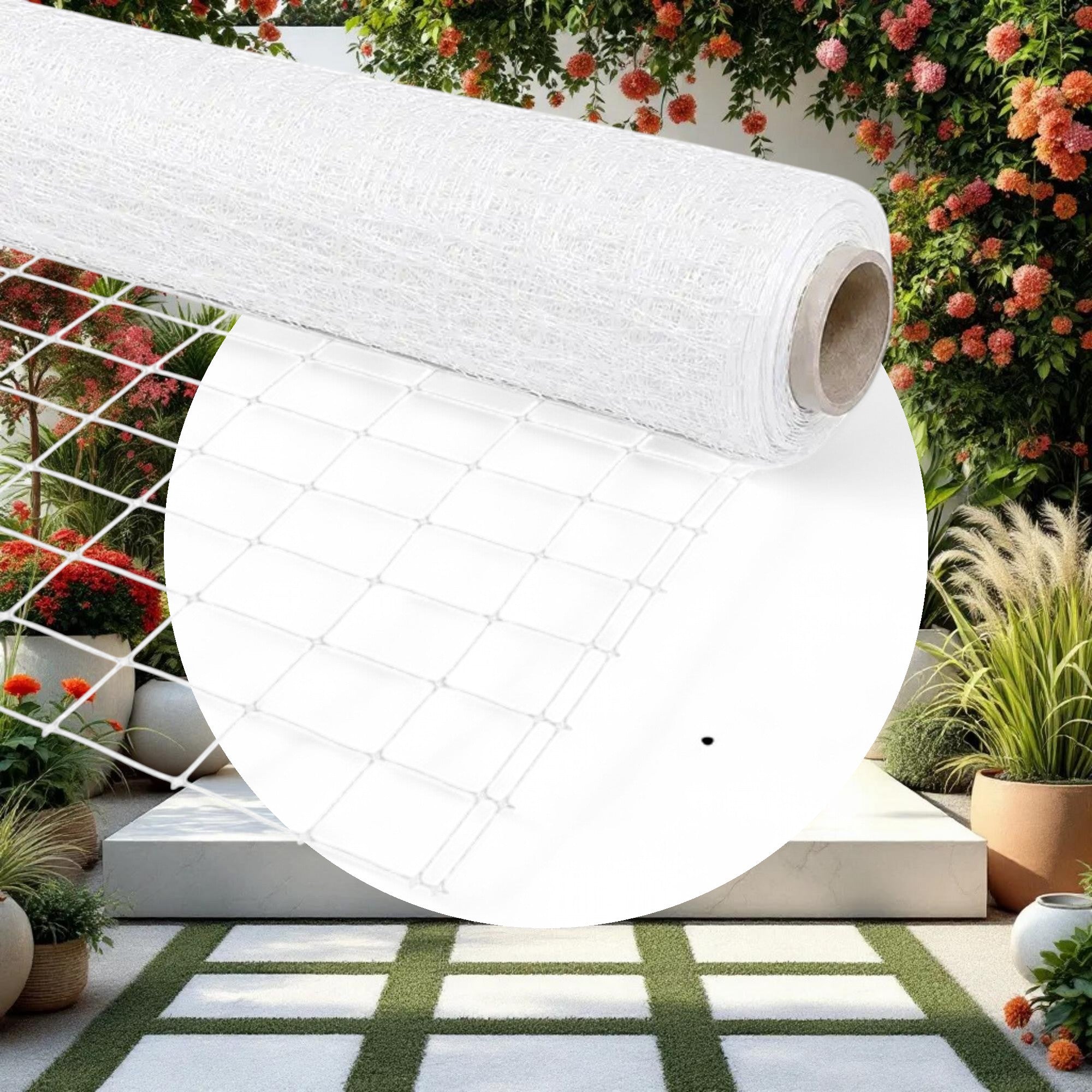 VineLine Durable Plastic Trellis Netting White Roll 4ft x 3300ft w/ 6in Squares - Image 2