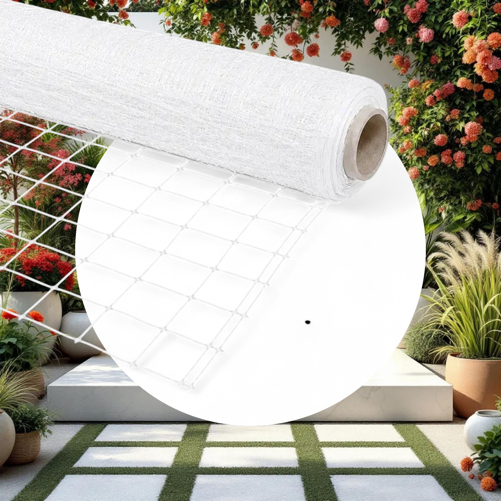 VineLine Durable Plastic Trellis Netting White Roll 5ft x 3300ft w/ 6in Squares - Image 2
