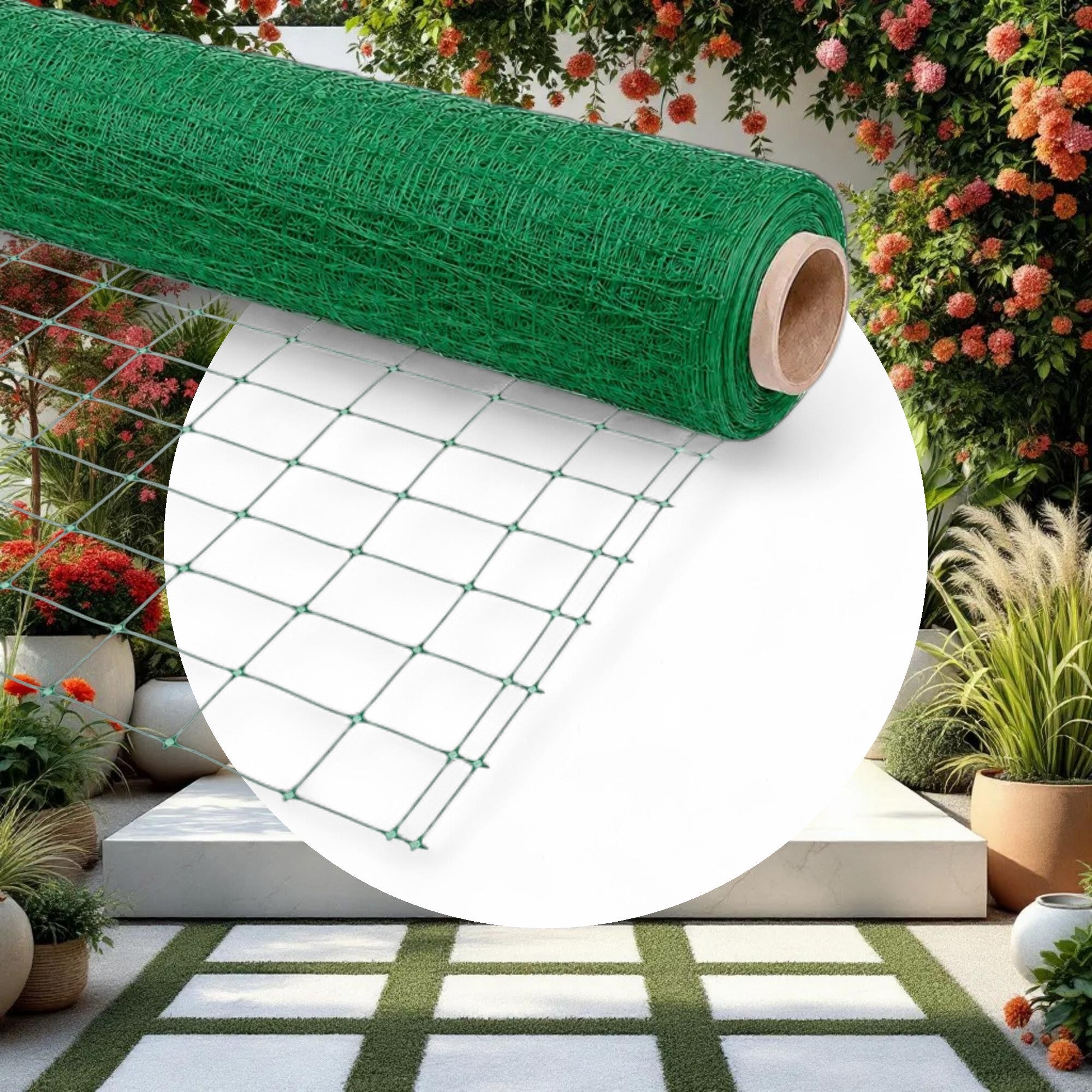 VineLine Durable Plastic Trellis Netting Green Roll 4ft x 3300ft w/ 6in Squares - Image 2
