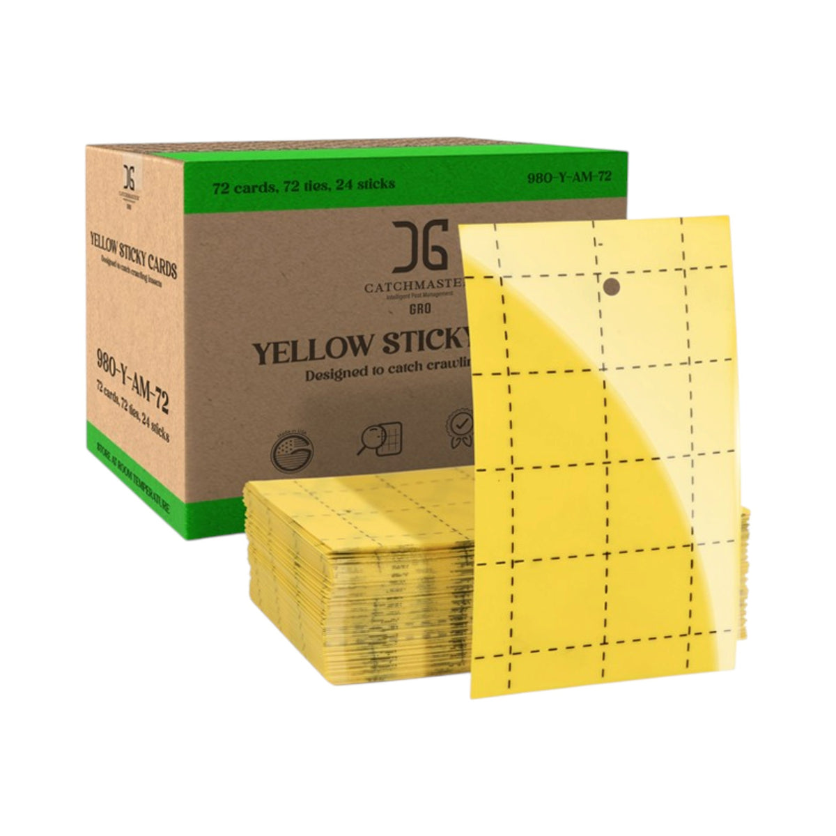 Catchmaster 3" x 5" Double-Sided Yellow Sticky Card Insect Traps (72pcs/Pack)