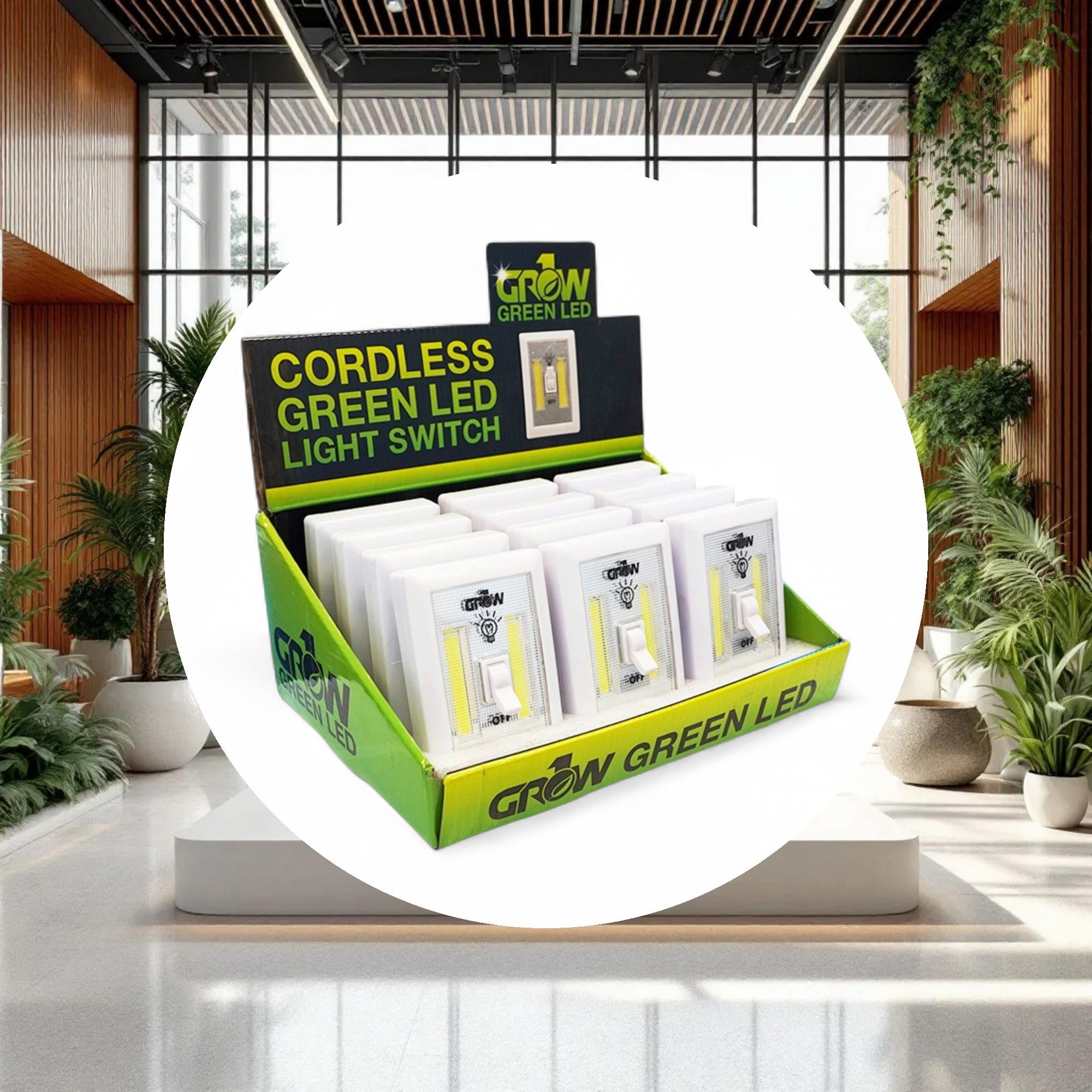 GROW1 Cordless Green LED Light Switch w/ Retail Display (12pcs/Display) - Image 4