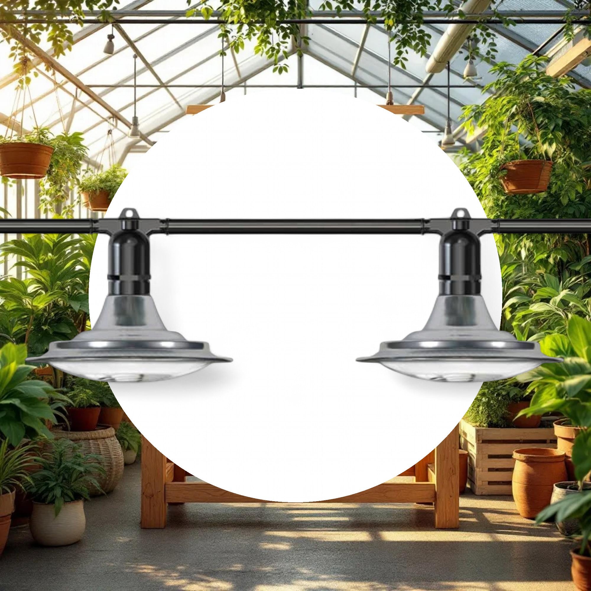 48' Greenhouse Expandable String Lights 14AWG w/ 12W LED 6500K Grow LED Bulbs (24 bulbs) - Image 2