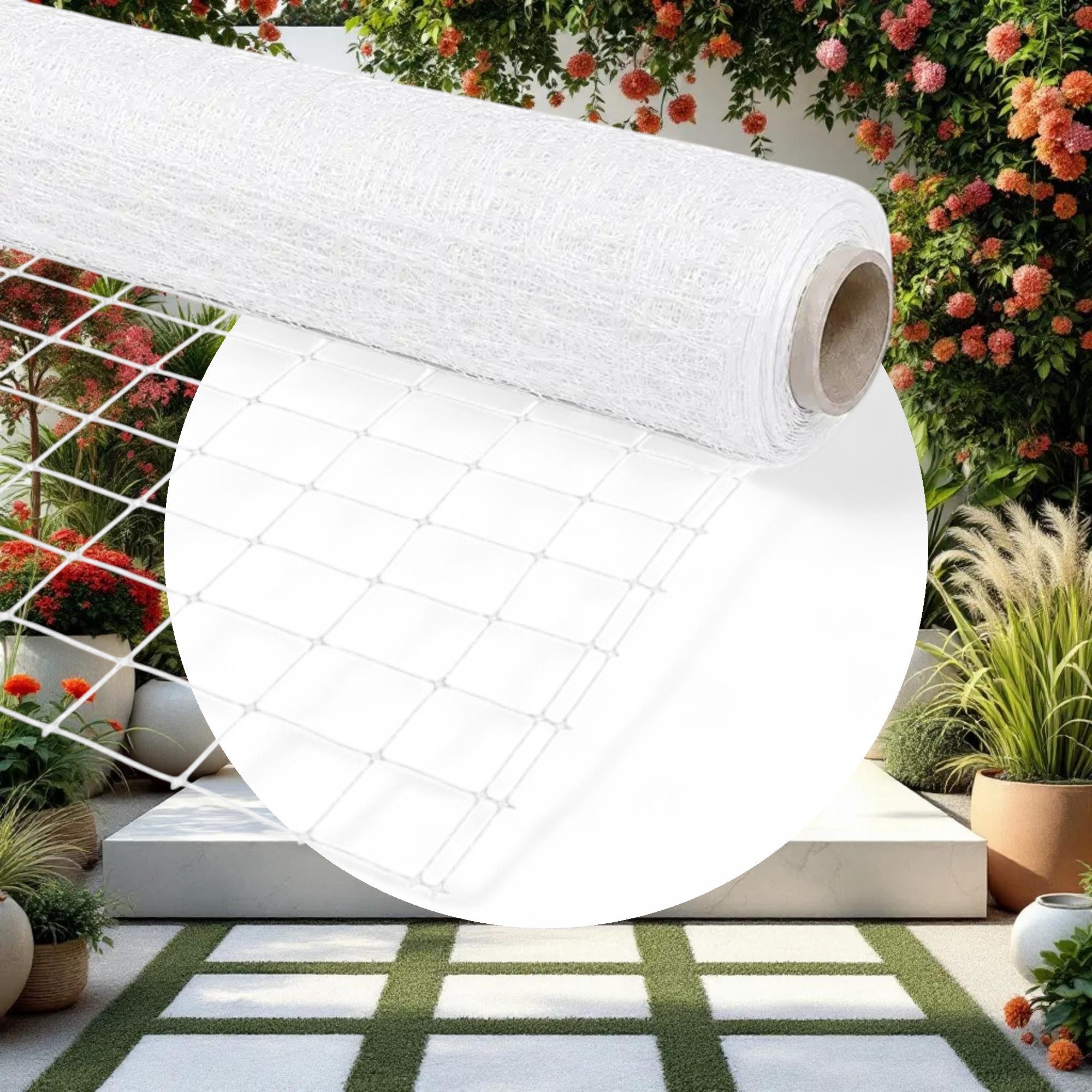 VineLine Durable Plastic Trellis Netting White Roll 4ft x 3300ft w/ 4in Squares - Image 2