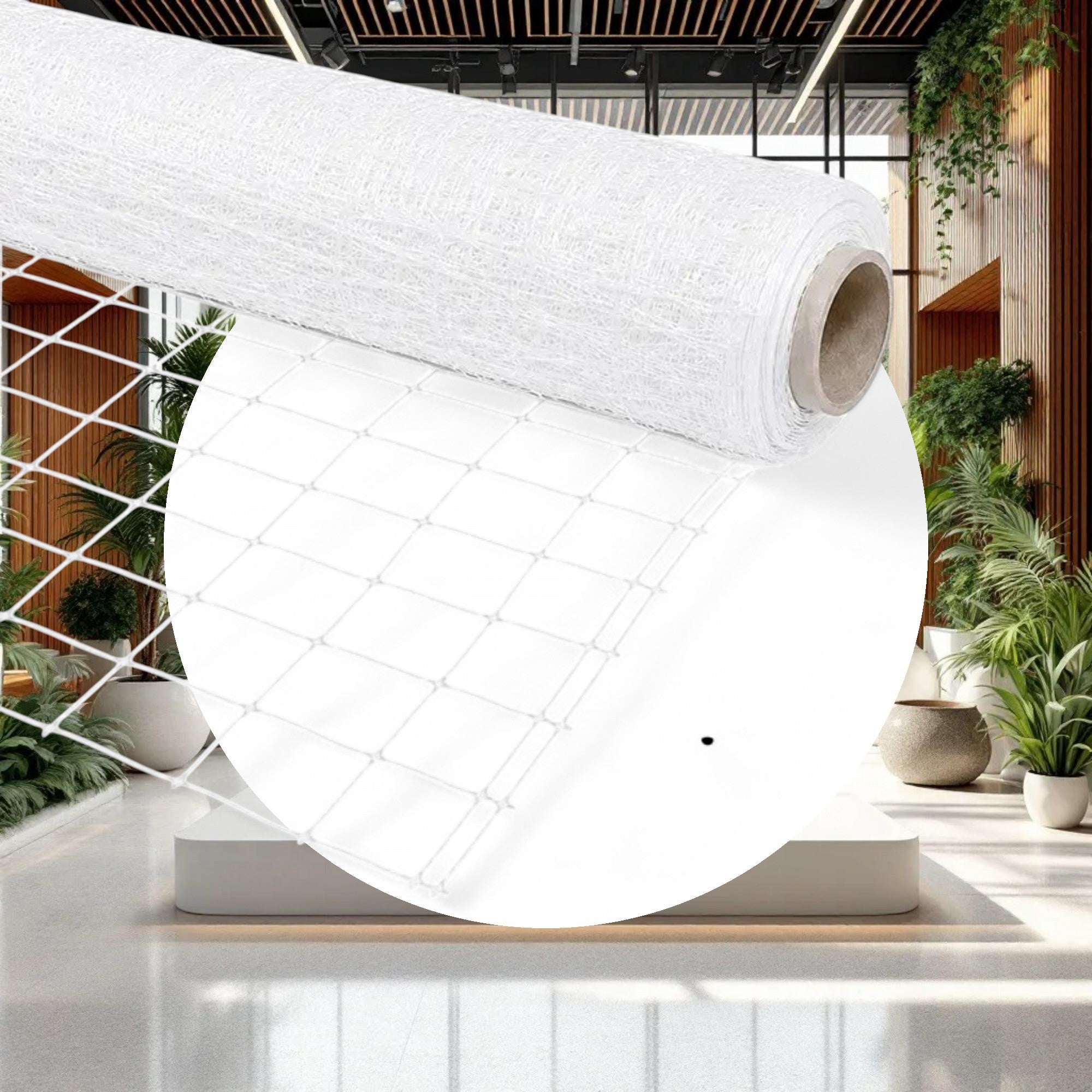 VineLine Durable Plastic Trellis Netting White Roll 6.5ft x 3300ft w/ 6in Squares - Image 3