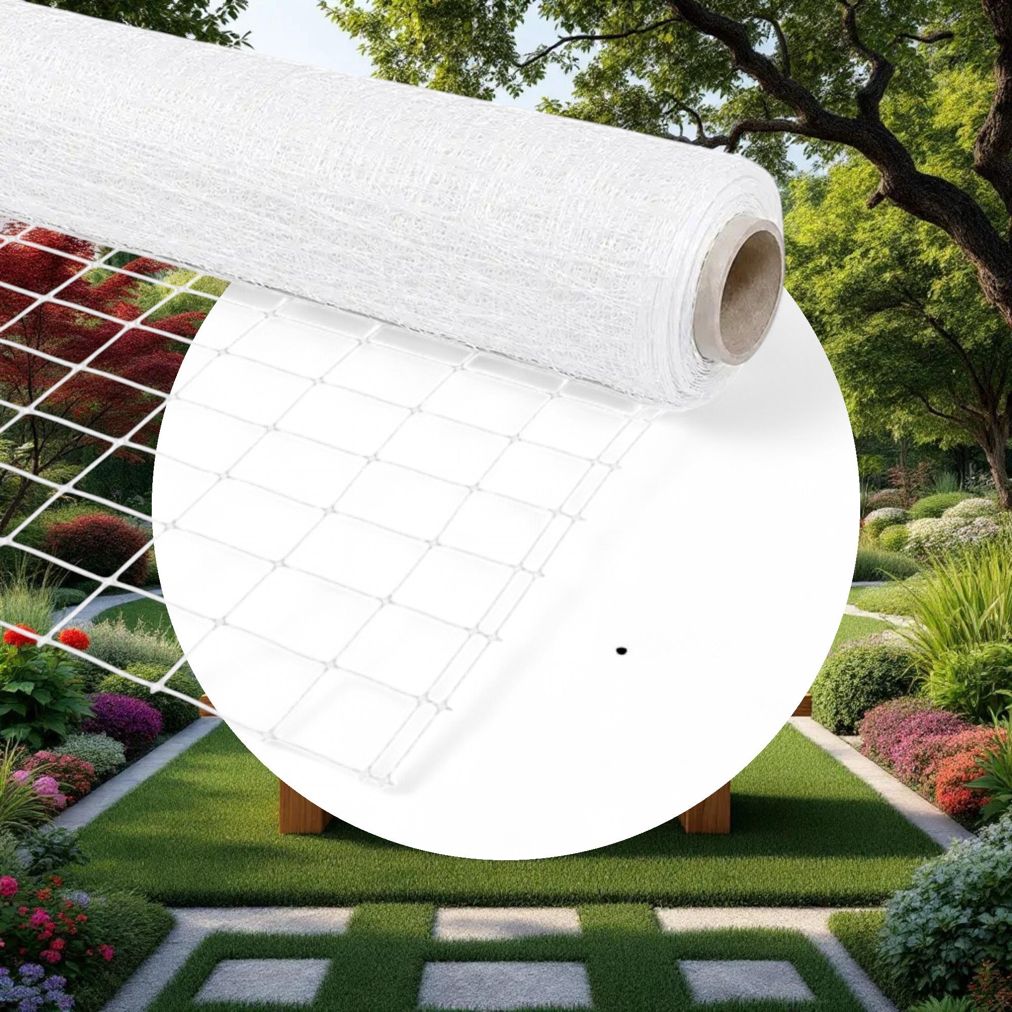 VineLine Durable Plastic Trellis Netting White Roll 5ft x 330ft w/ 6in Squares - Image 4