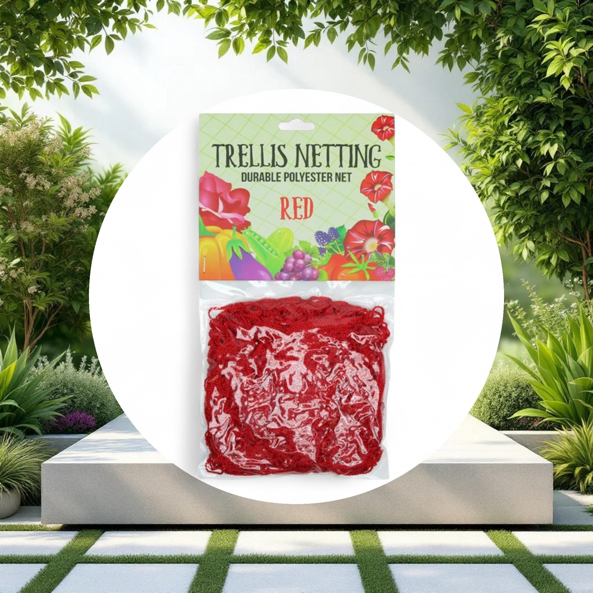5'x60' Trellis Netting Red 6" Squares - Image 2