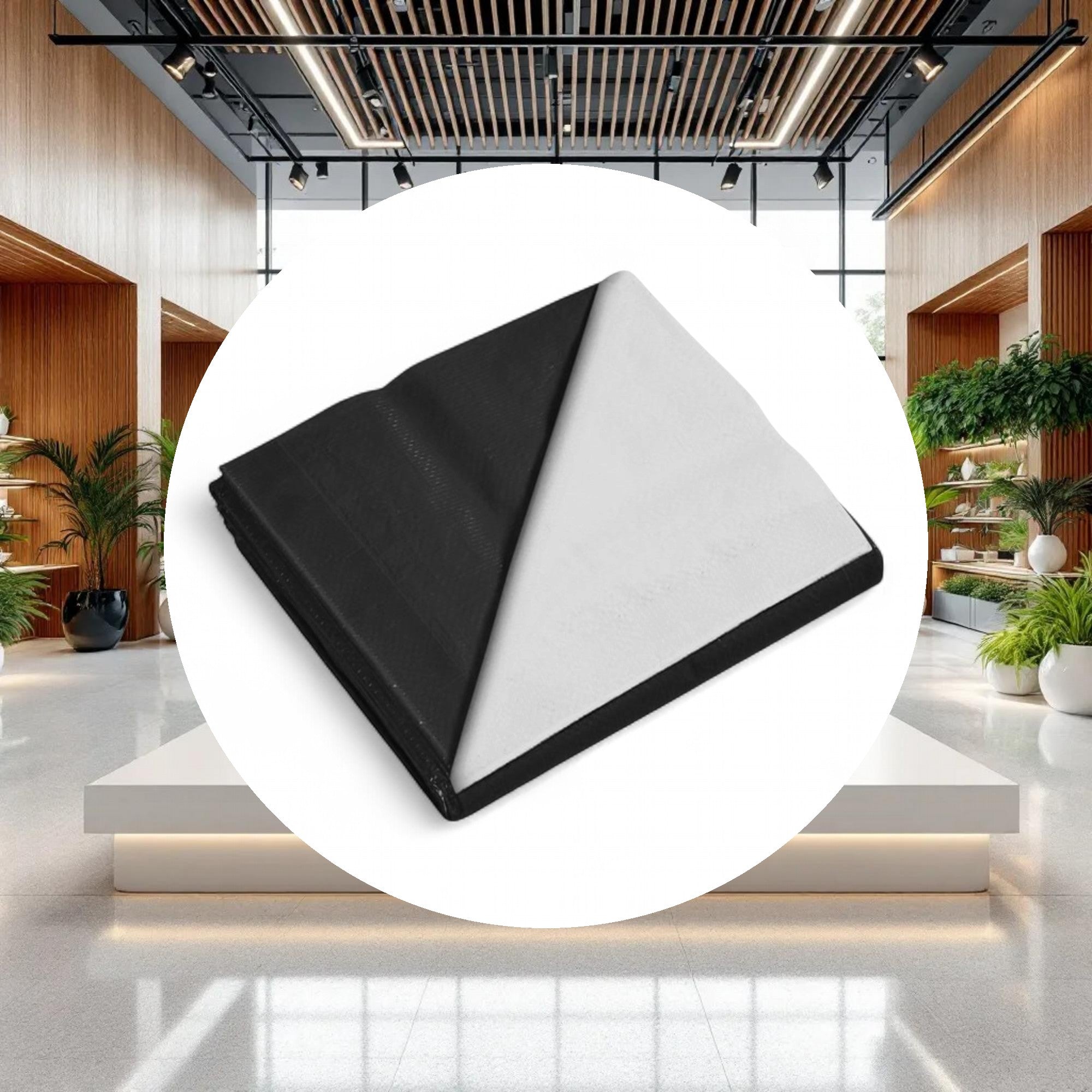24'x100' Black & White Woven Blackout Light Deprivation Film 9 Mil - Image 3