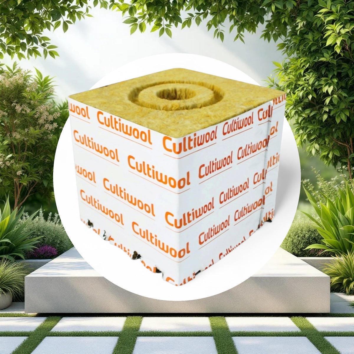 Cultiwool 6" x 6" x 6" Block w/ Optidrain & Donut Ring (48 Blocks/Case) - Image 2