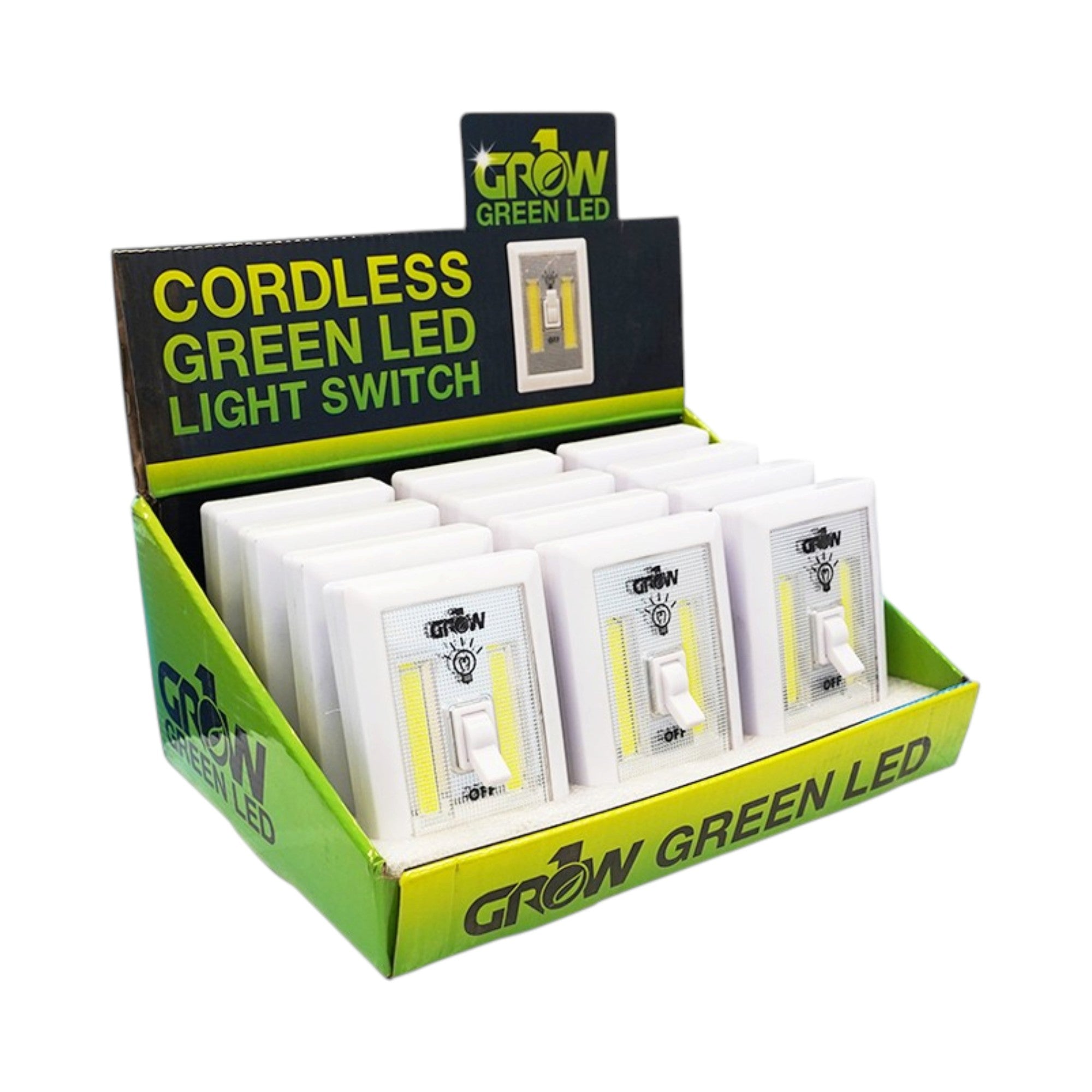 GROW1 Cordless Green LED Light Switch w/ Retail Display (12pcs/Display)