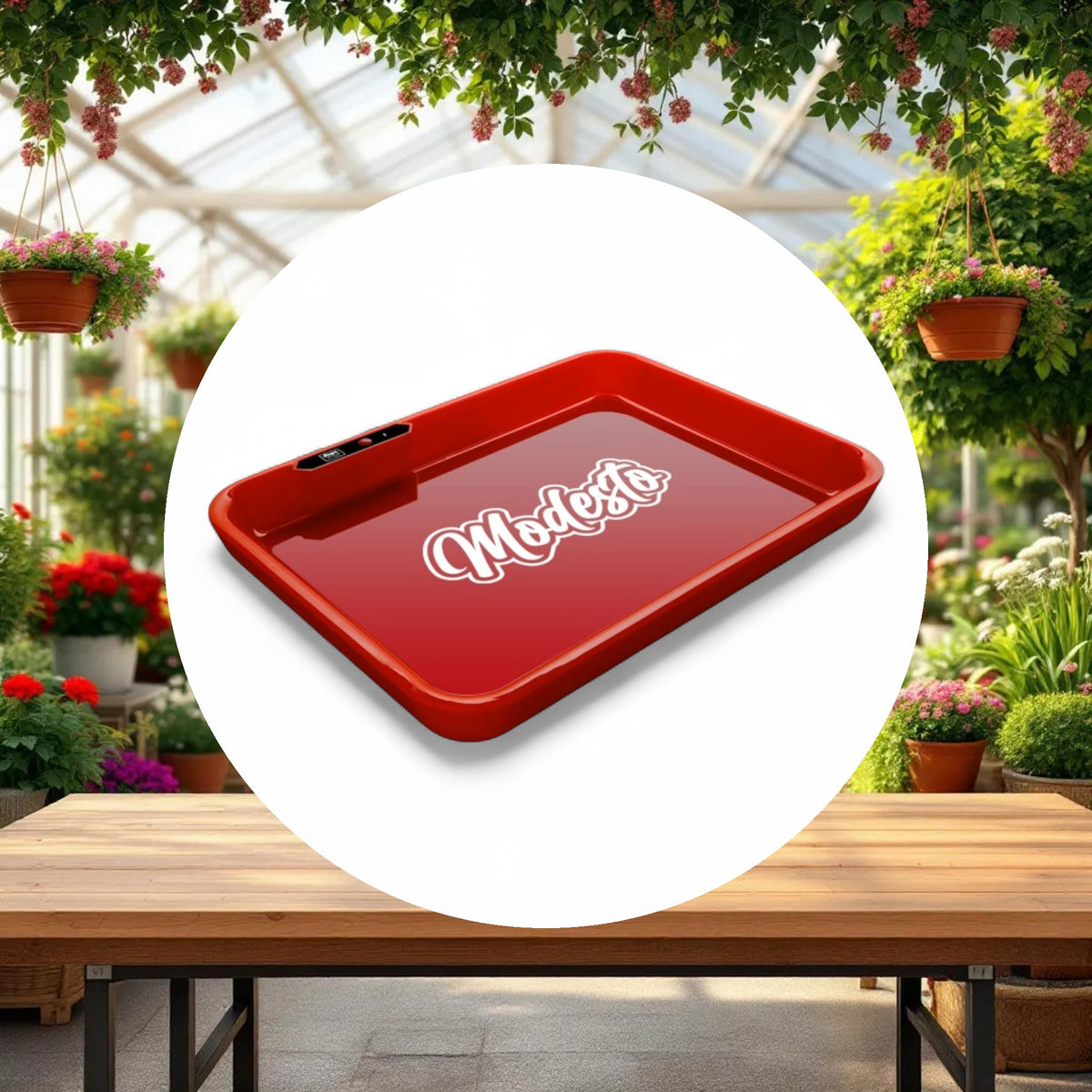 Dope Trays x Modesto – Red Background White logo - Image 3