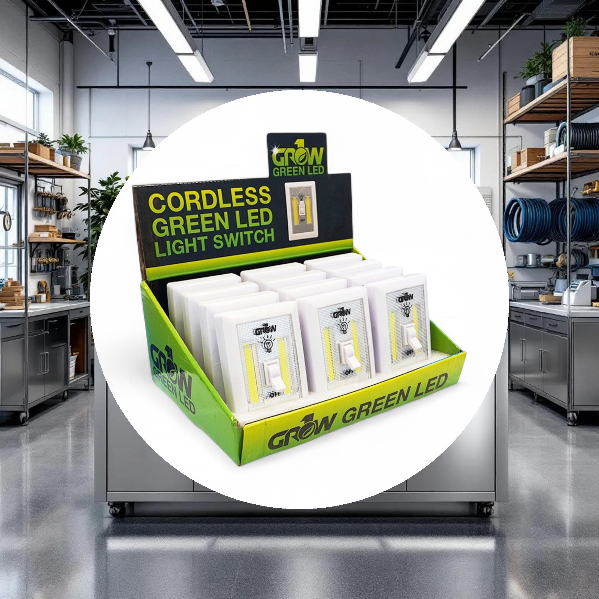 GROW1 Cordless Green LED Light Switch w/ Retail Display (12pcs/Display) - Image 3