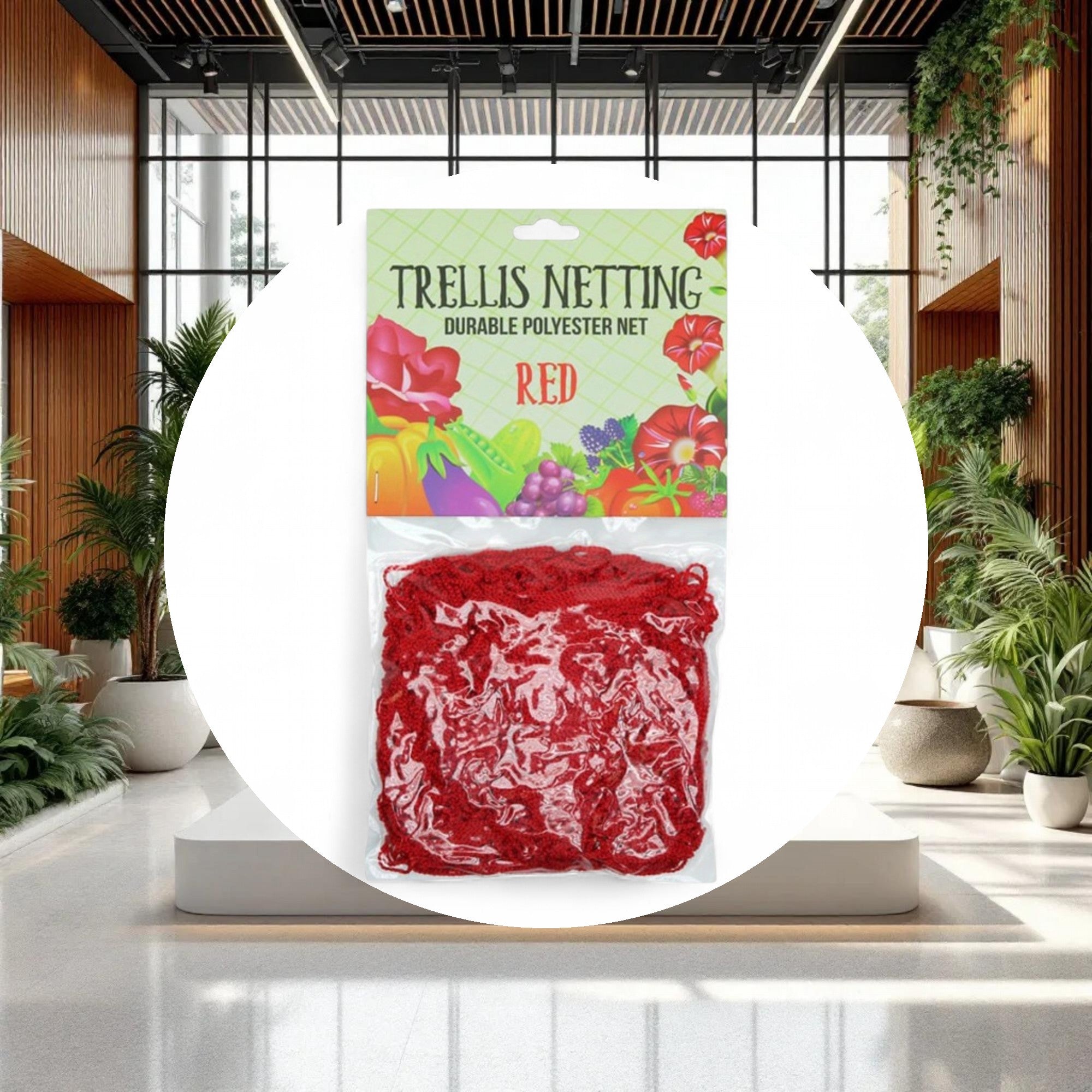 5'x60' Trellis Netting Red 6" Squares - Image 3