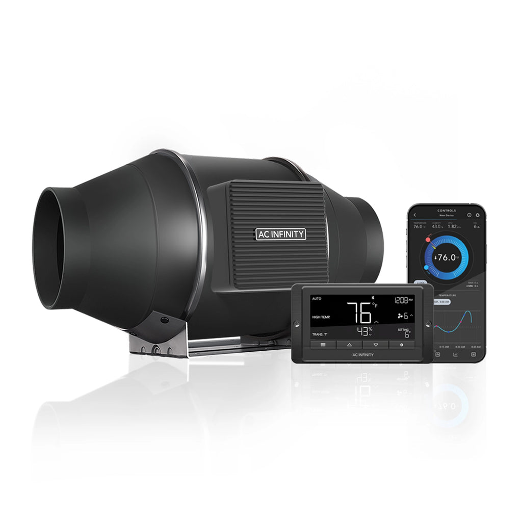 CLOUDLINE T4, QUIET INLINE DUCT FAN SYSTEM WITH TEMPERATURE AND HUMIDITY CONTROLLER, 4-INCH