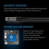 CONTROLLER 69 WIFI, INDEPENDENT PROGRAMS FOR FOUR DEVICES, DYNAMIC TEMPERATURE, HUMIDITY, SCHEDULING, CYCLES, LEVELS CONTROL, DATA APP