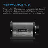 AC INFINITY, DUCT CARBON FILTER, AUSTRALIAN CHARCOAL, 4-INCH
