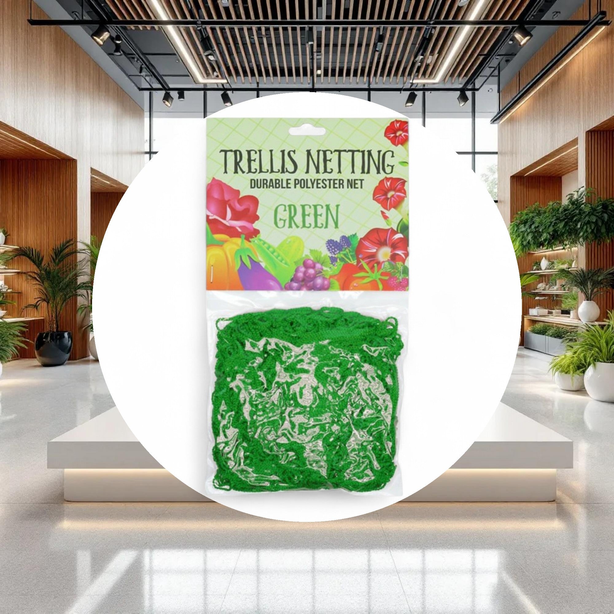 5'x60' Trellis Netting Green 6" Squares - Image 3