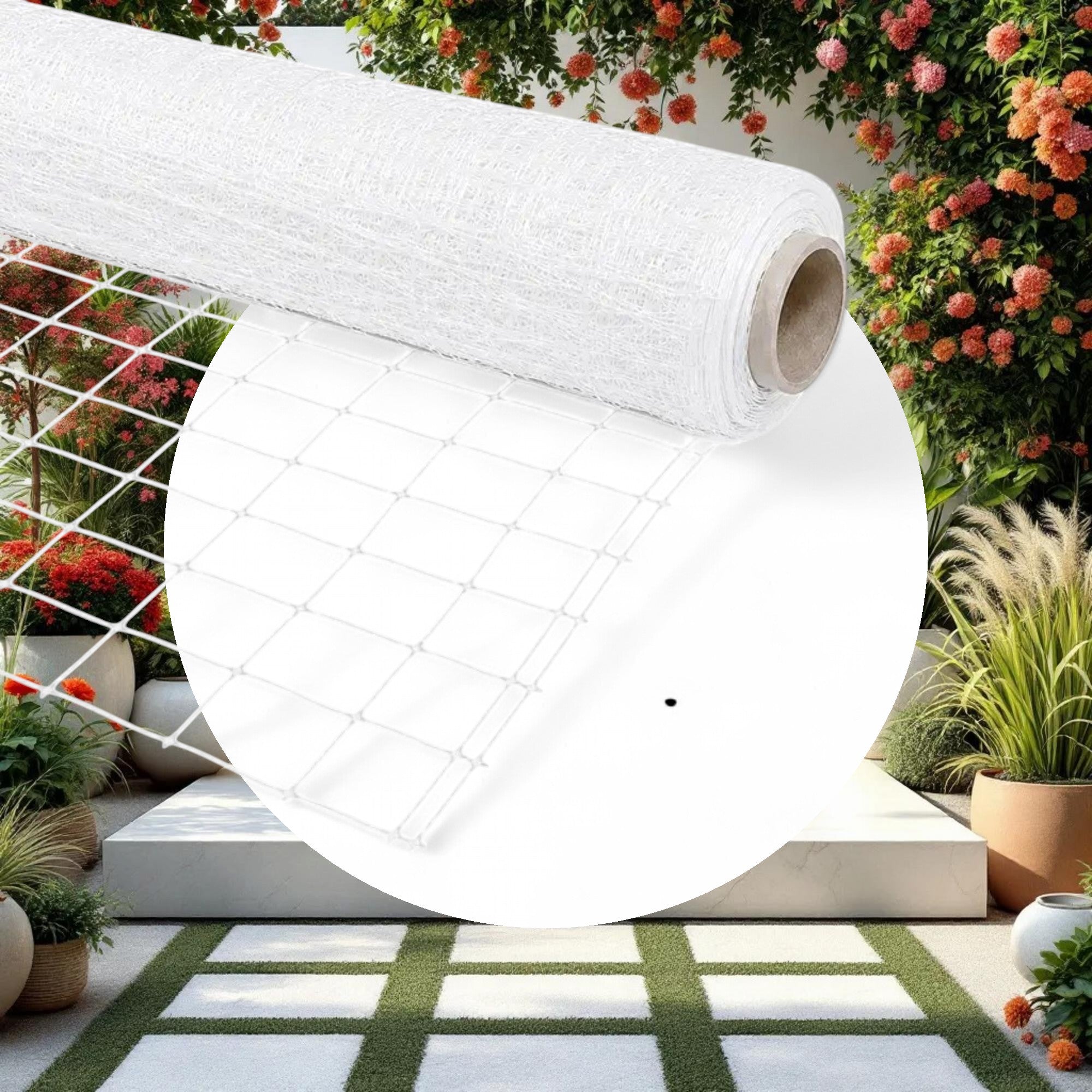 VineLine Durable Plastic Trellis Netting White Roll 4ft x 100ft w/ 6in Squares - Image 2
