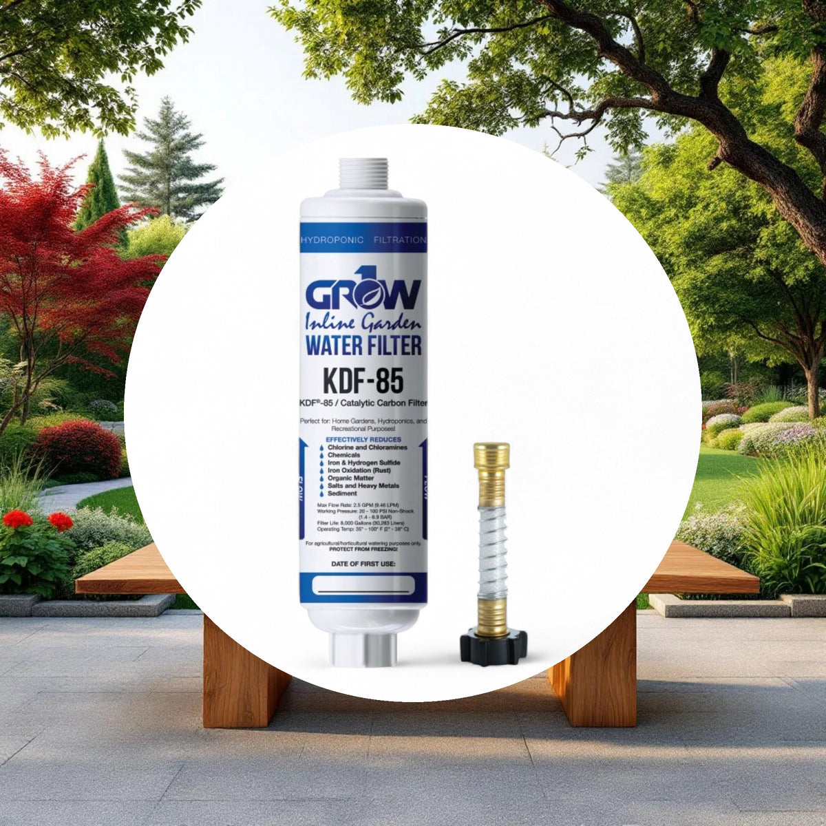 GROW1 Inline KDF-85 Garden Water Filter – Chloramine, Chlorine, Heavy Metal Removal - Image 5
