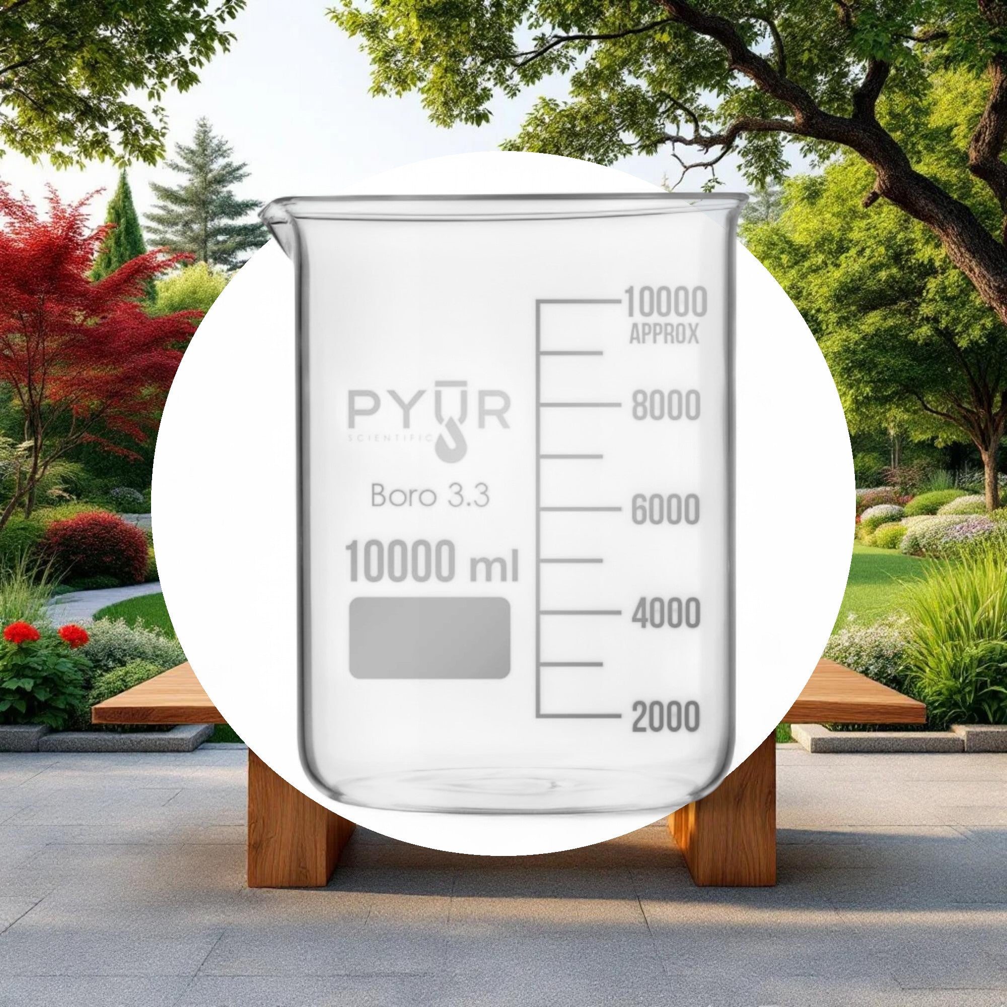 Pyur Scientific Low Form Glass Beaker w/ Graduations and Spout 10000ml - Image 4
