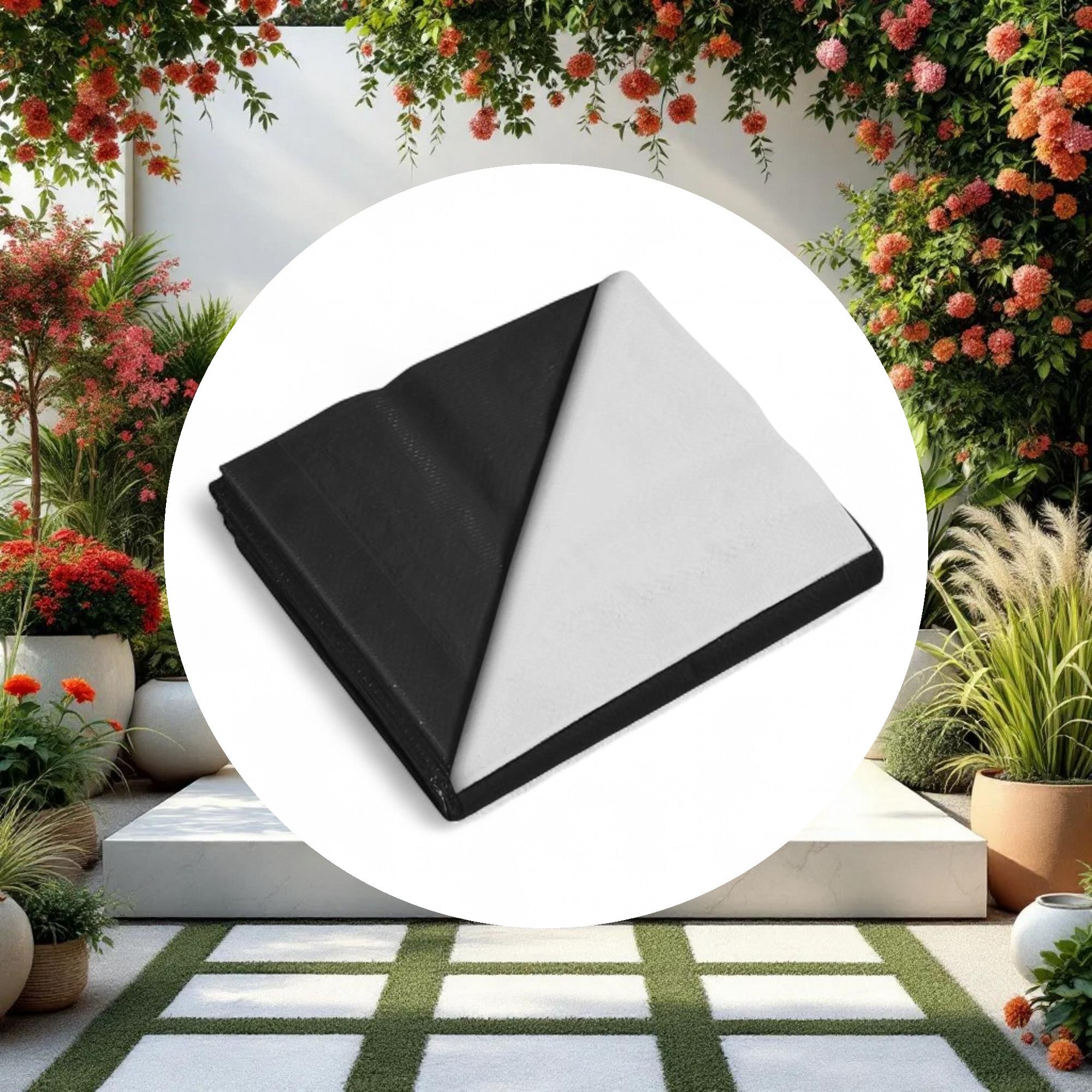40'x100' Black & White Woven Blackout Light Deprivation Film 9 Mil - Image 2