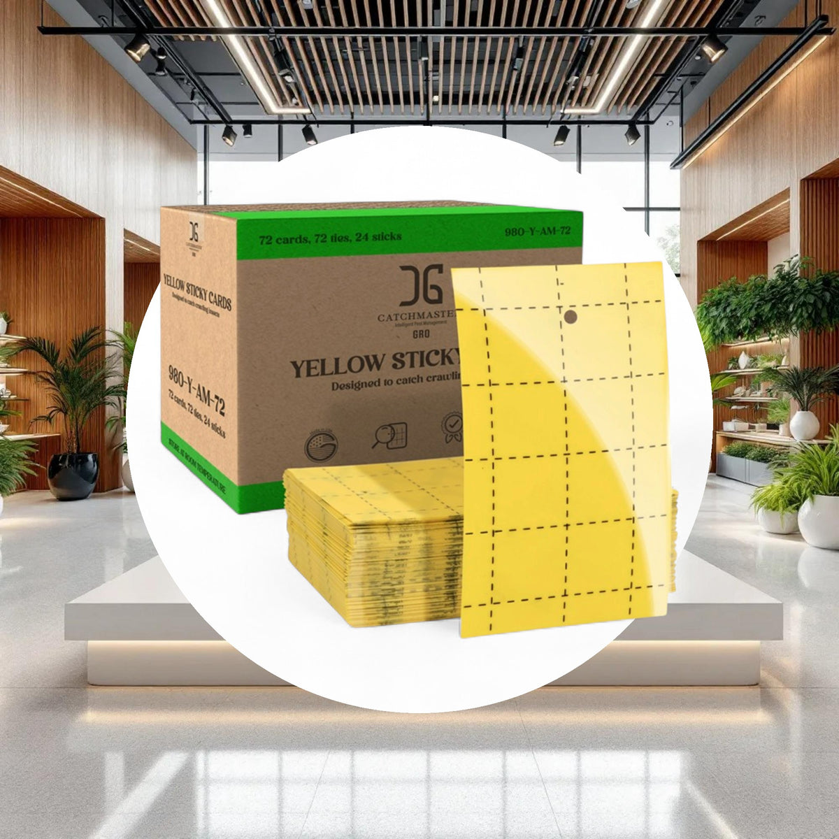 Catchmaster 3" x 5" Double-Sided Yellow Sticky Card Insect Traps (72pcs/Pack) - Image 3