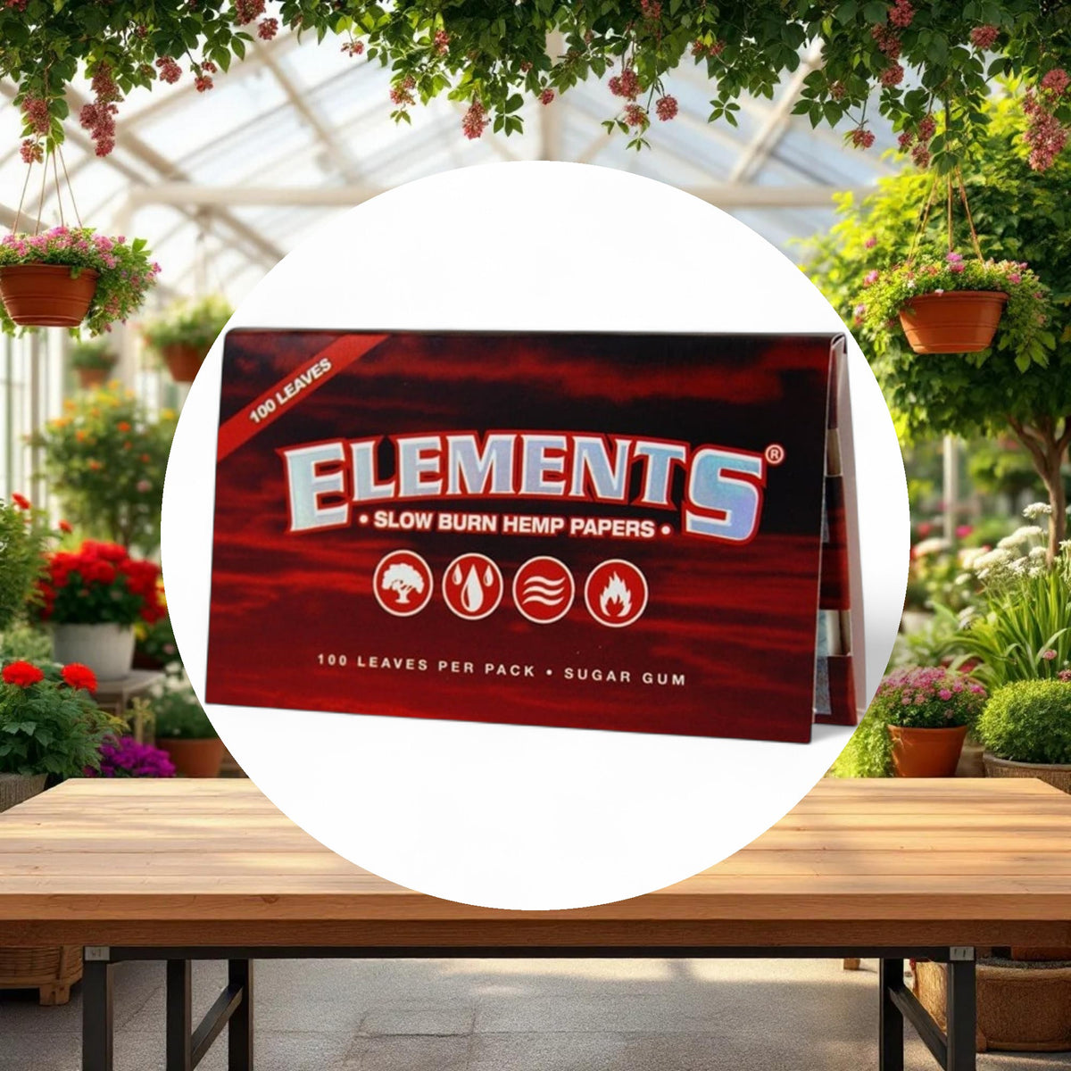 Elements Slow Burn Hemp Papers Red Single Wide 100 Leaves/Pack - Box of 25 - Image 3