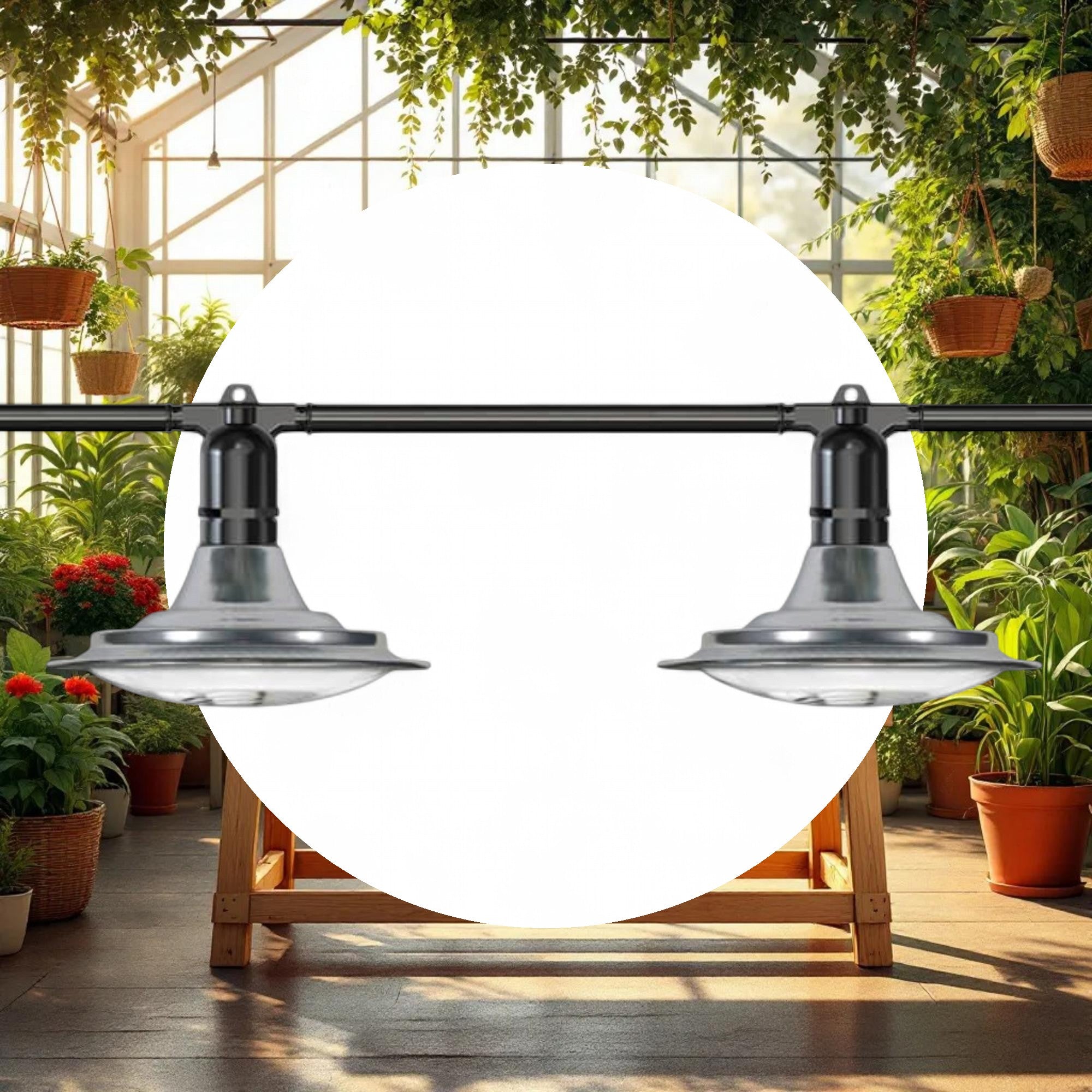50' Greenhouse Expandable String Lights 14AWG w/ 12W LED 6500K Grow LED Bulbs (12 bulbs) - Image 2
