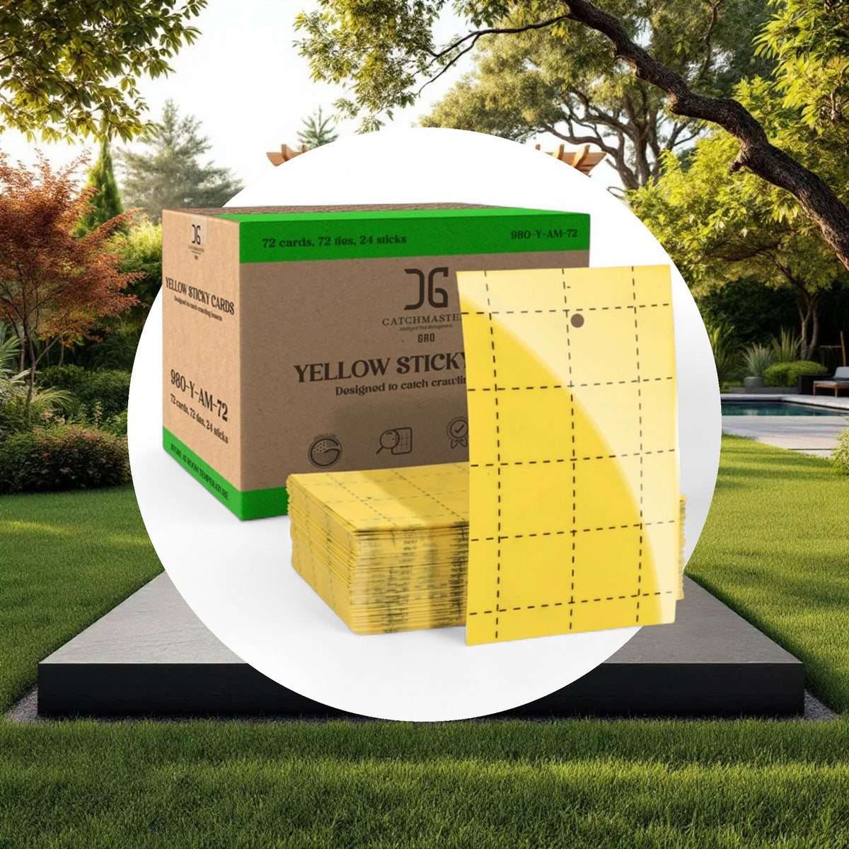 Catchmaster 3" x 5" Double-Sided Yellow Sticky Card Insect Traps (72pcs/Pack) - Image 4