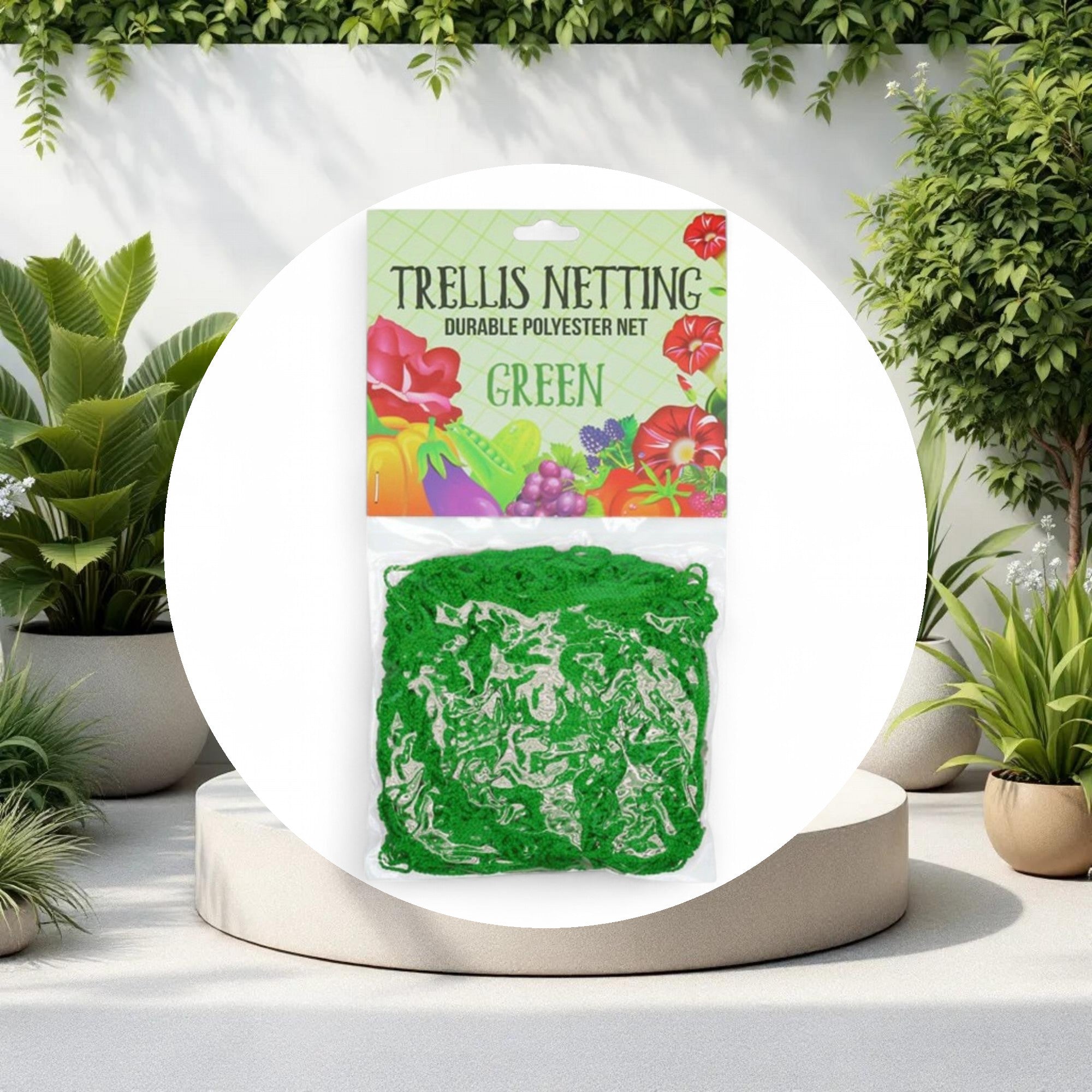 5'x60' Trellis Netting Green 6" Squares - Image 2