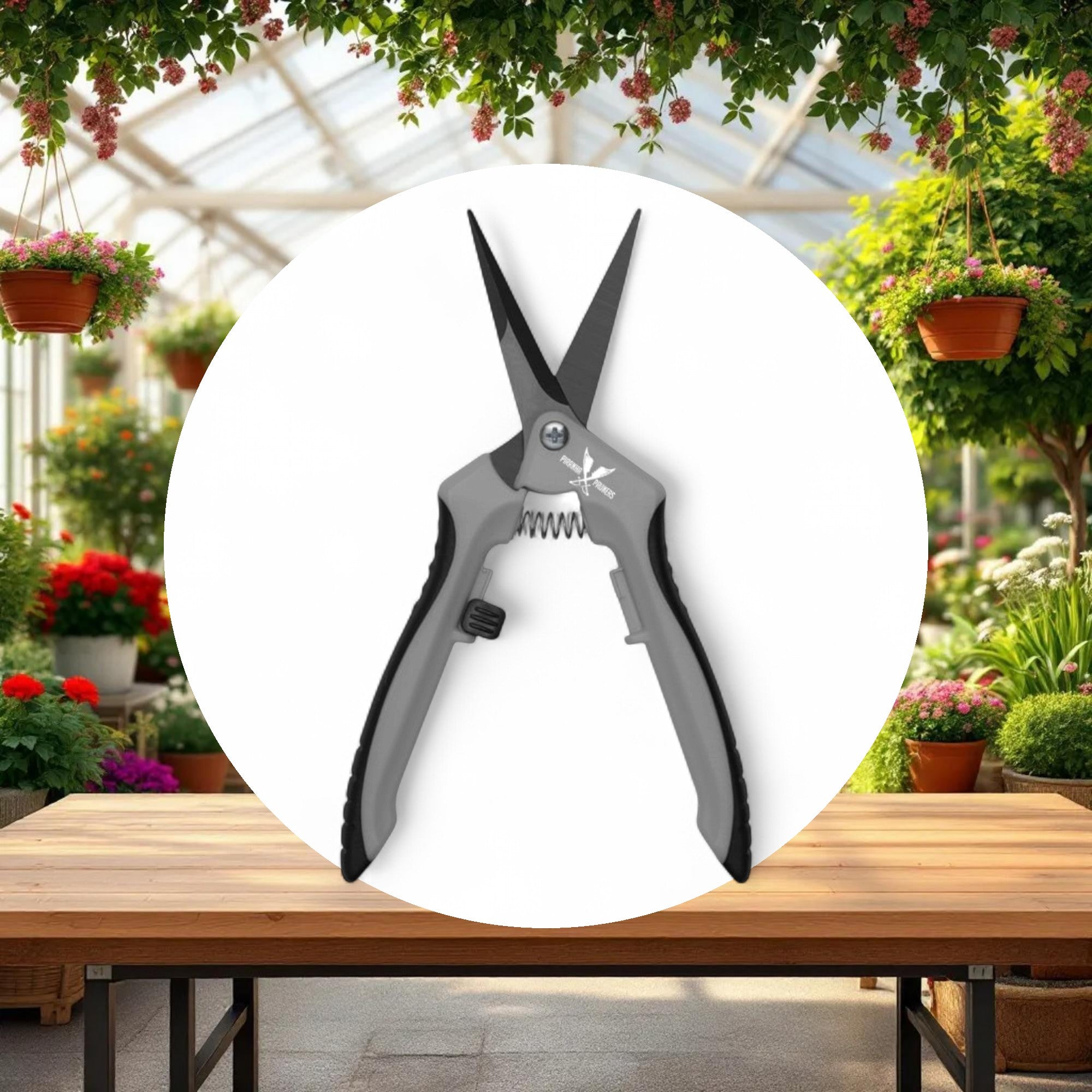 Piranha Pruner Trimming Scissors - Grey Handle & Curved Black Fluorine Blade - Image 3