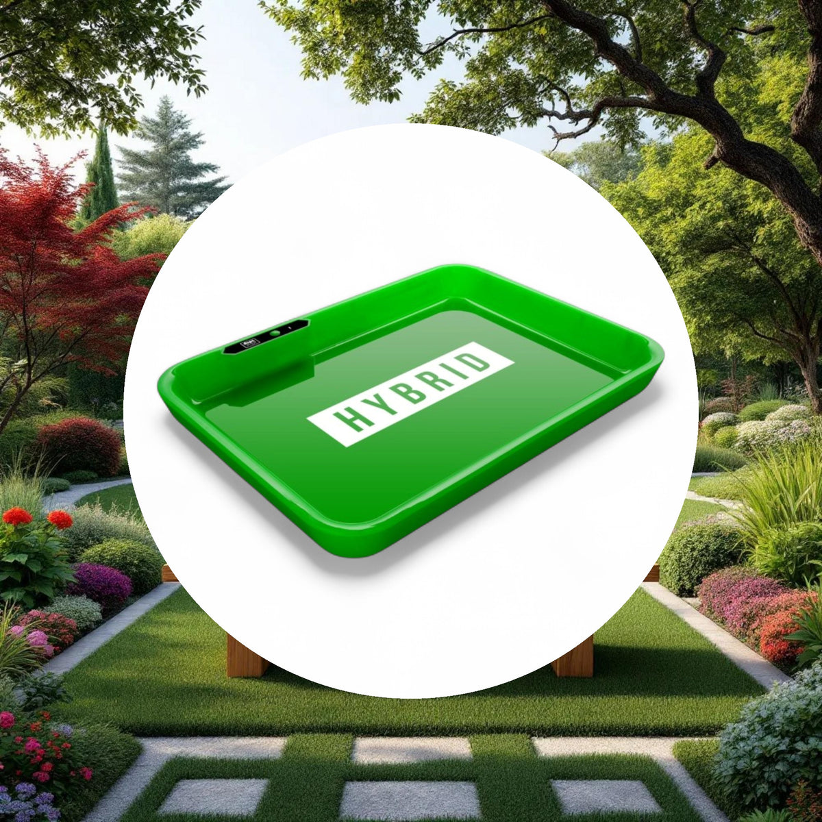 Dope Trays x Hybrid – Green background white logo - Image 4