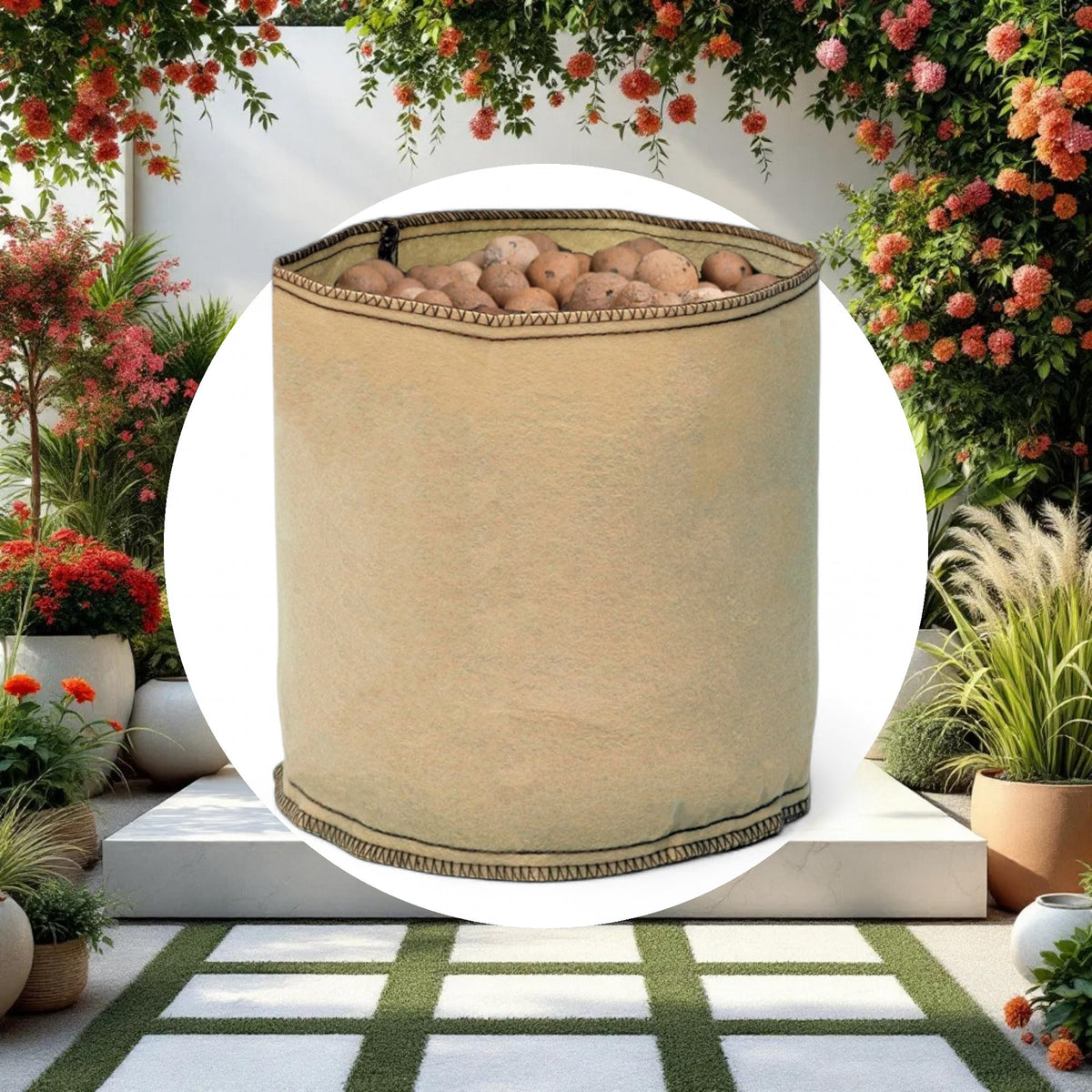 Grow1 Fabric Pot Tan 100 Gallon - Image 2