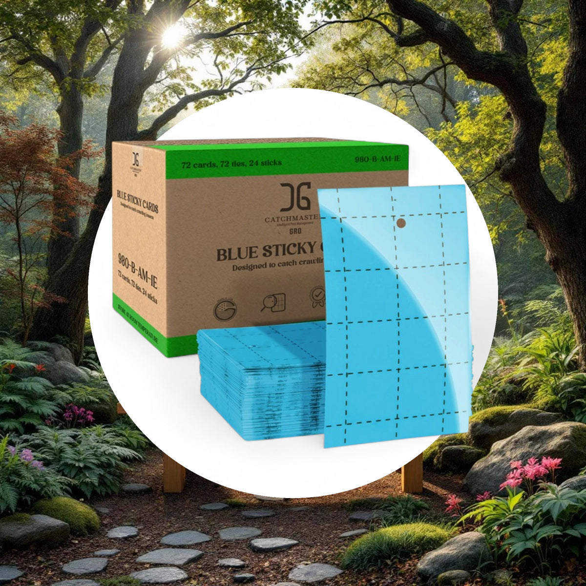 Catchmaster 3" x 5" Double-Sided Blue Sticky Card Pest Monitors (72pcs/Pack) - Image 5