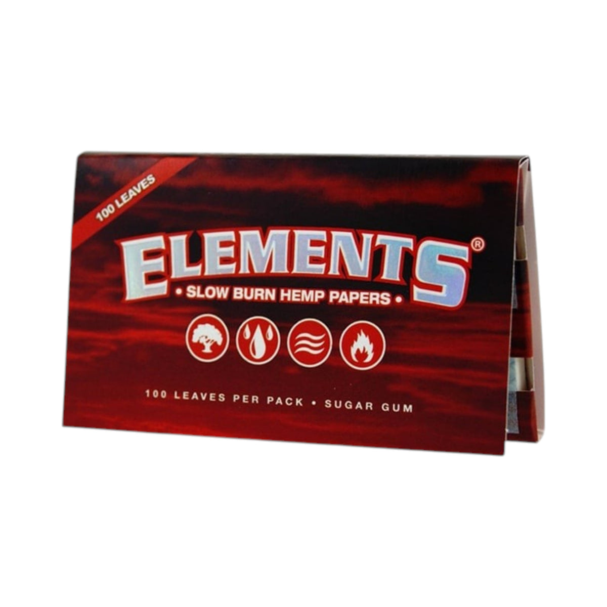 Elements Slow Burn Hemp Papers Red Single Wide 100 Leaves/Pack - Box of 25