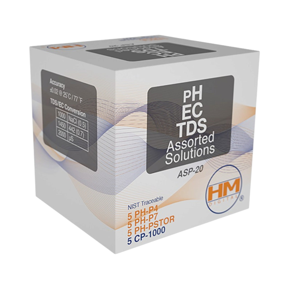 HM Digital 20 pack mix of 1000 ppm TDS, pH 4, pH7, pH storage solutions