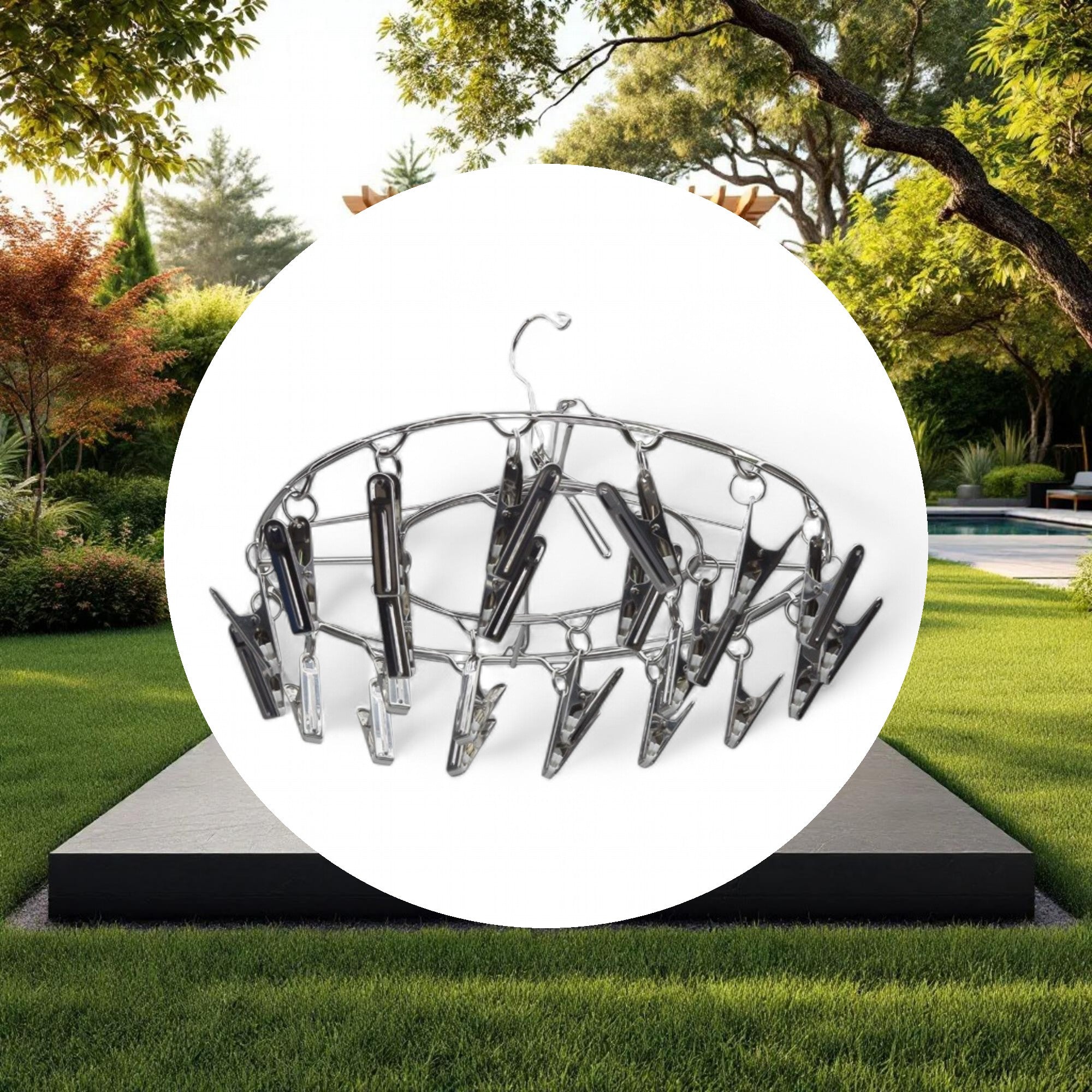 Grow1 24-Clip Hanging Metal Drying Rack - Image 4