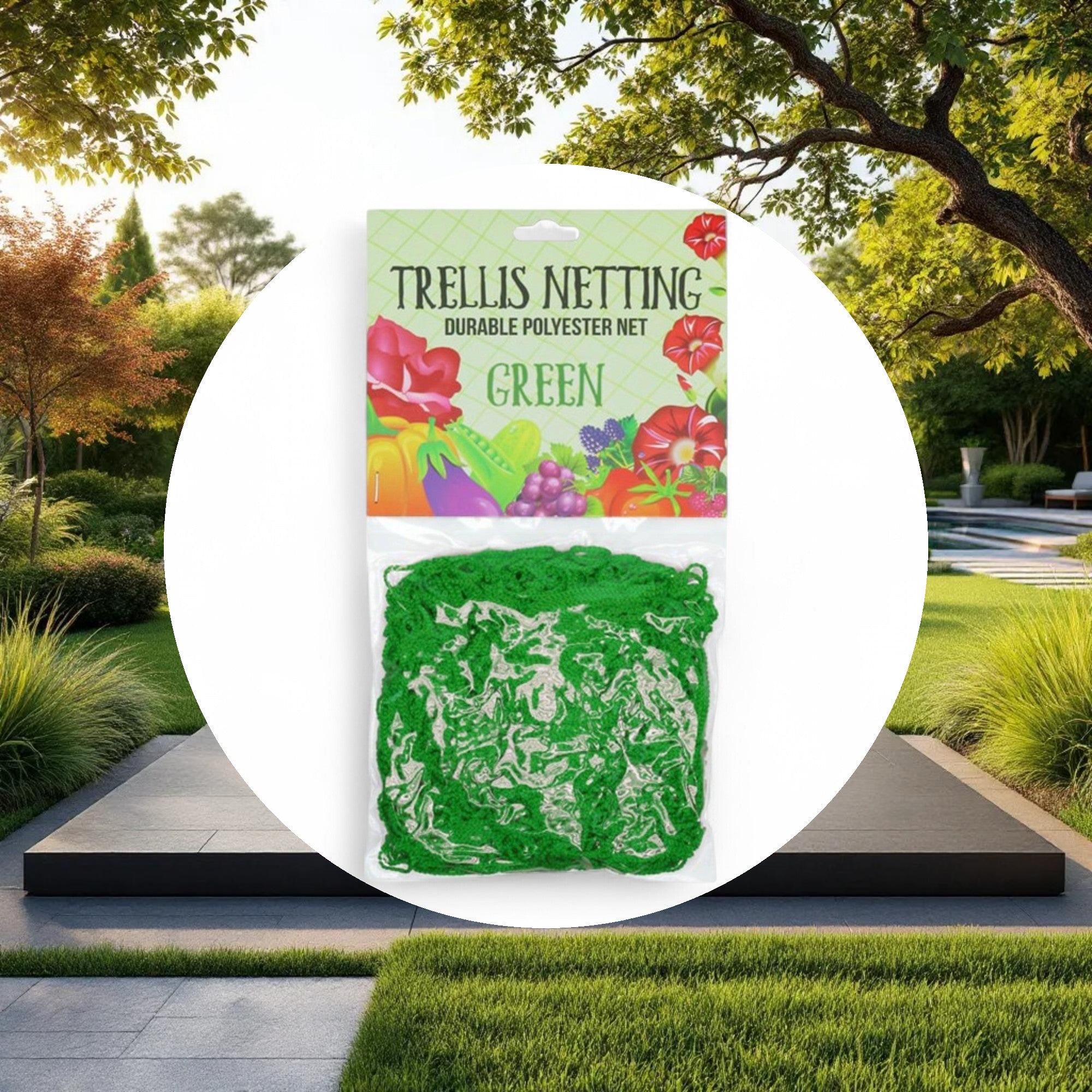 5'x60' Trellis Netting Green 6" Squares - Image 4