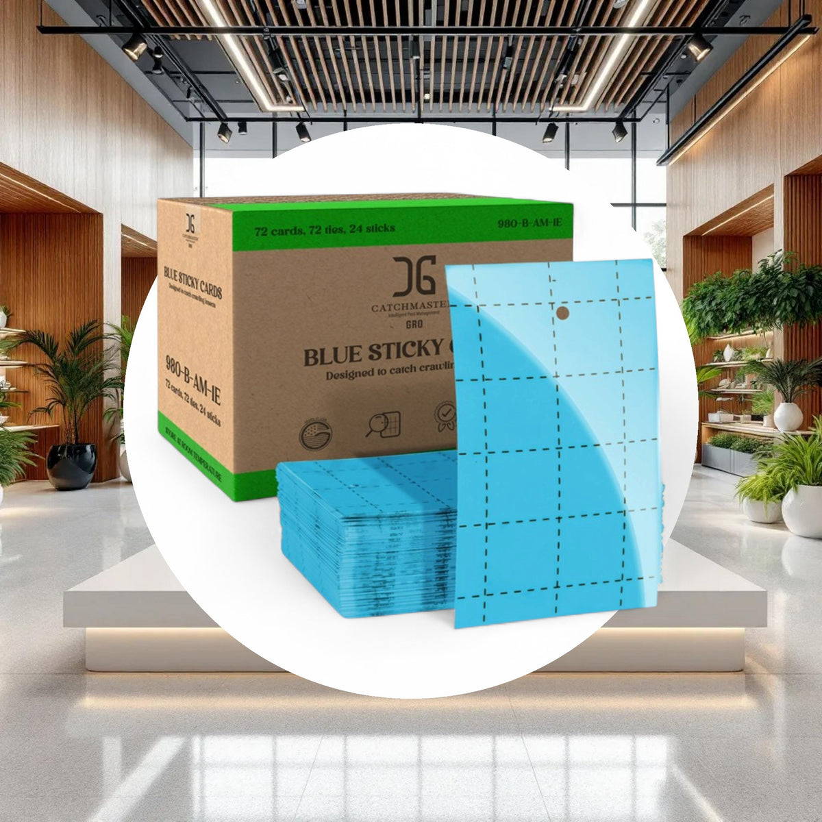Catchmaster 3" x 5" Double-Sided Blue Sticky Card Pest Monitors (72pcs/Pack) - Image 3