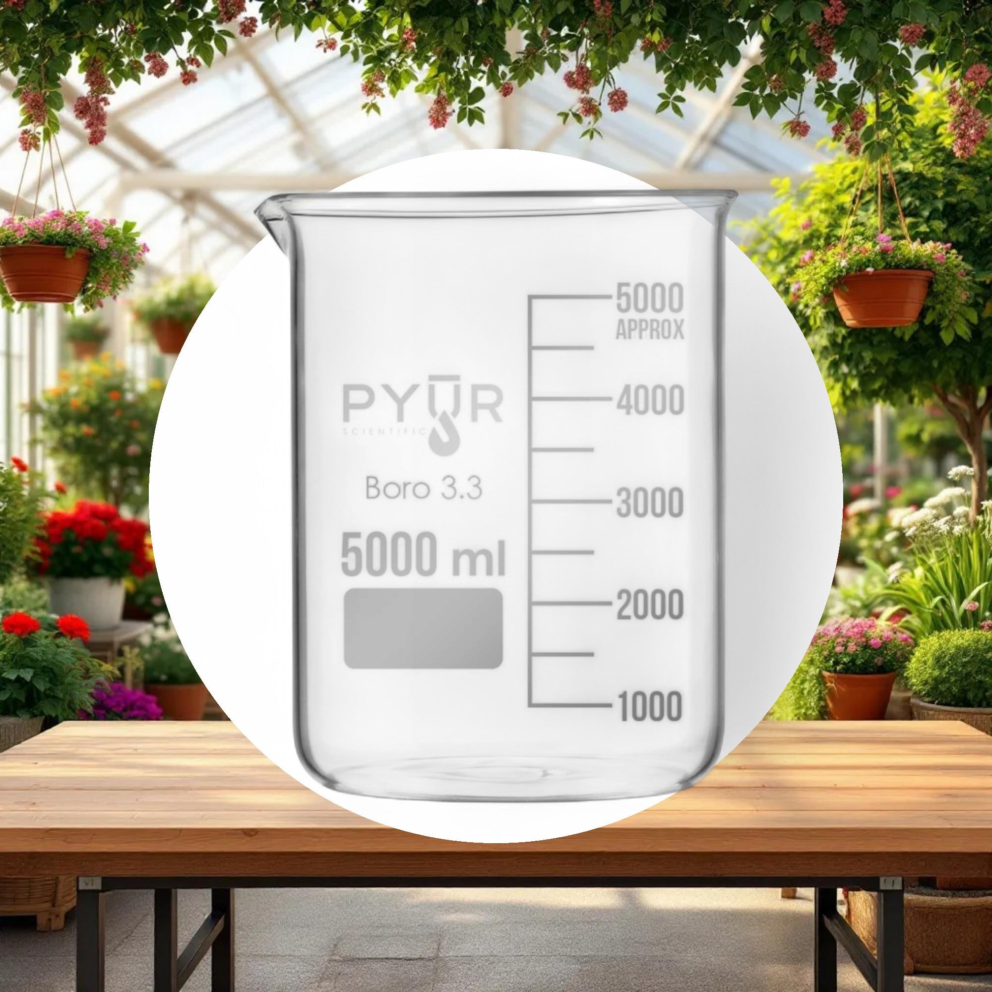 Pyur Scientific Low Form Glass Beaker w/ Graduations and Spout 5000ml - Image 3