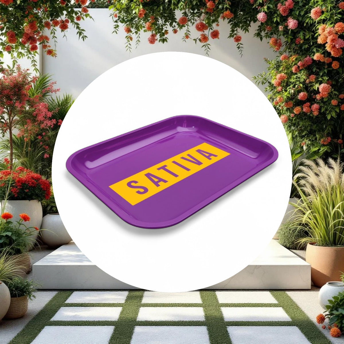 Large Dope Trays x Sativa -  purple background yellow logo - Image 2