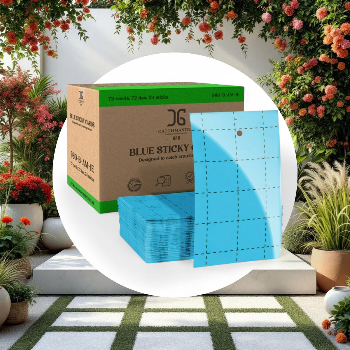 Catchmaster 3" x 5" Double-Sided Blue Sticky Card Pest Monitors (72pcs/Pack) - Image 2
