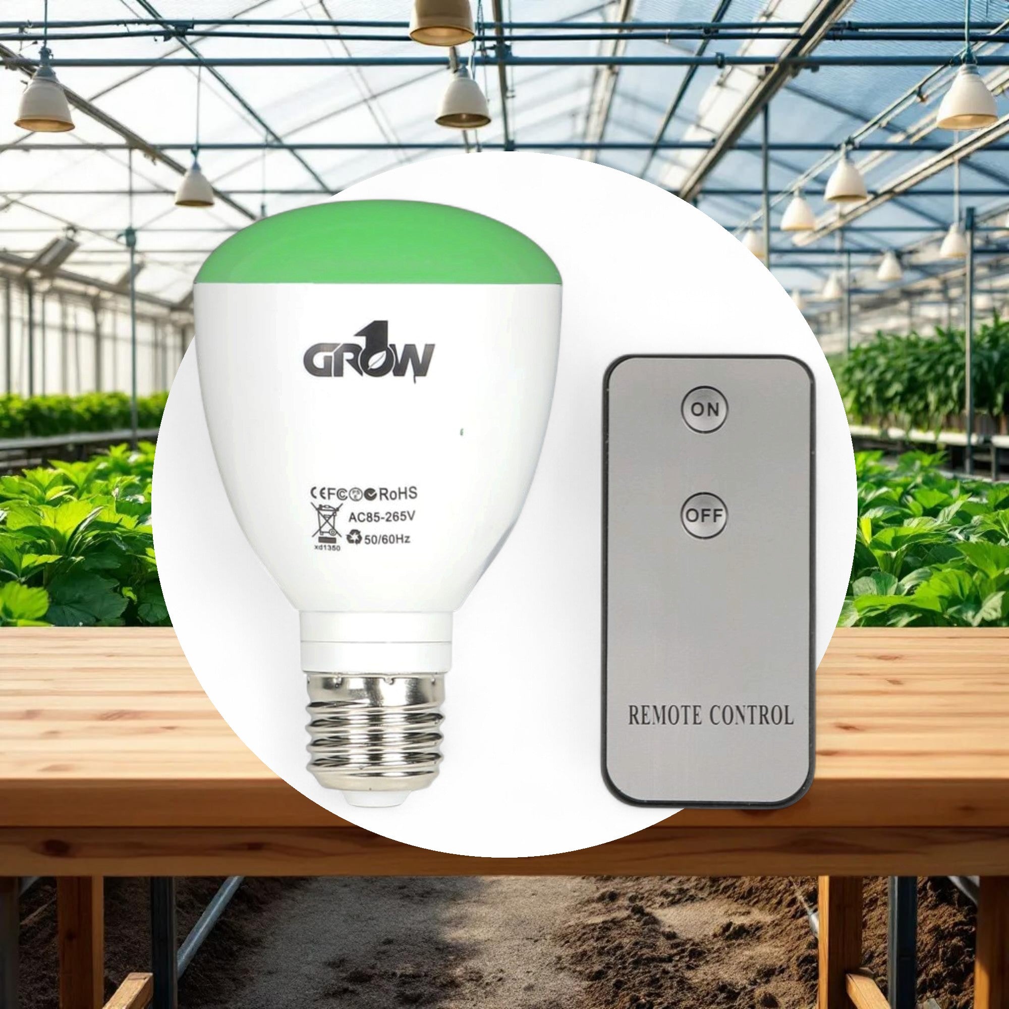 Grow1 Green LED Light Bulb w/ Remote - Image 2