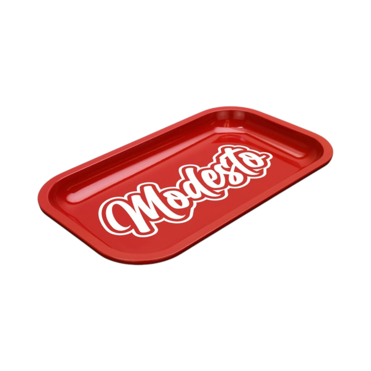 Med Dope Trays x Modesto – Red Background White logo