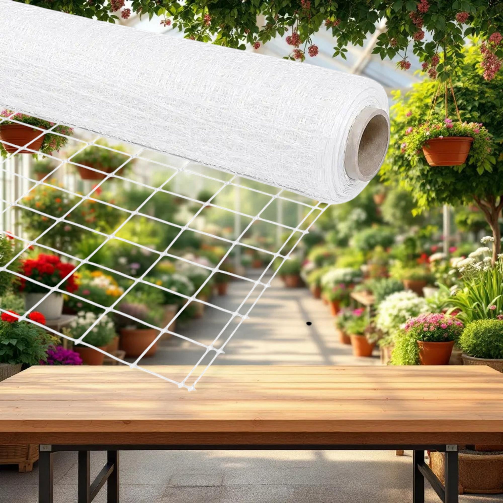 VineLine Durable Plastic Trellis Netting White Roll 6.5ft x 330ft w/ 6in Squares - Image 3