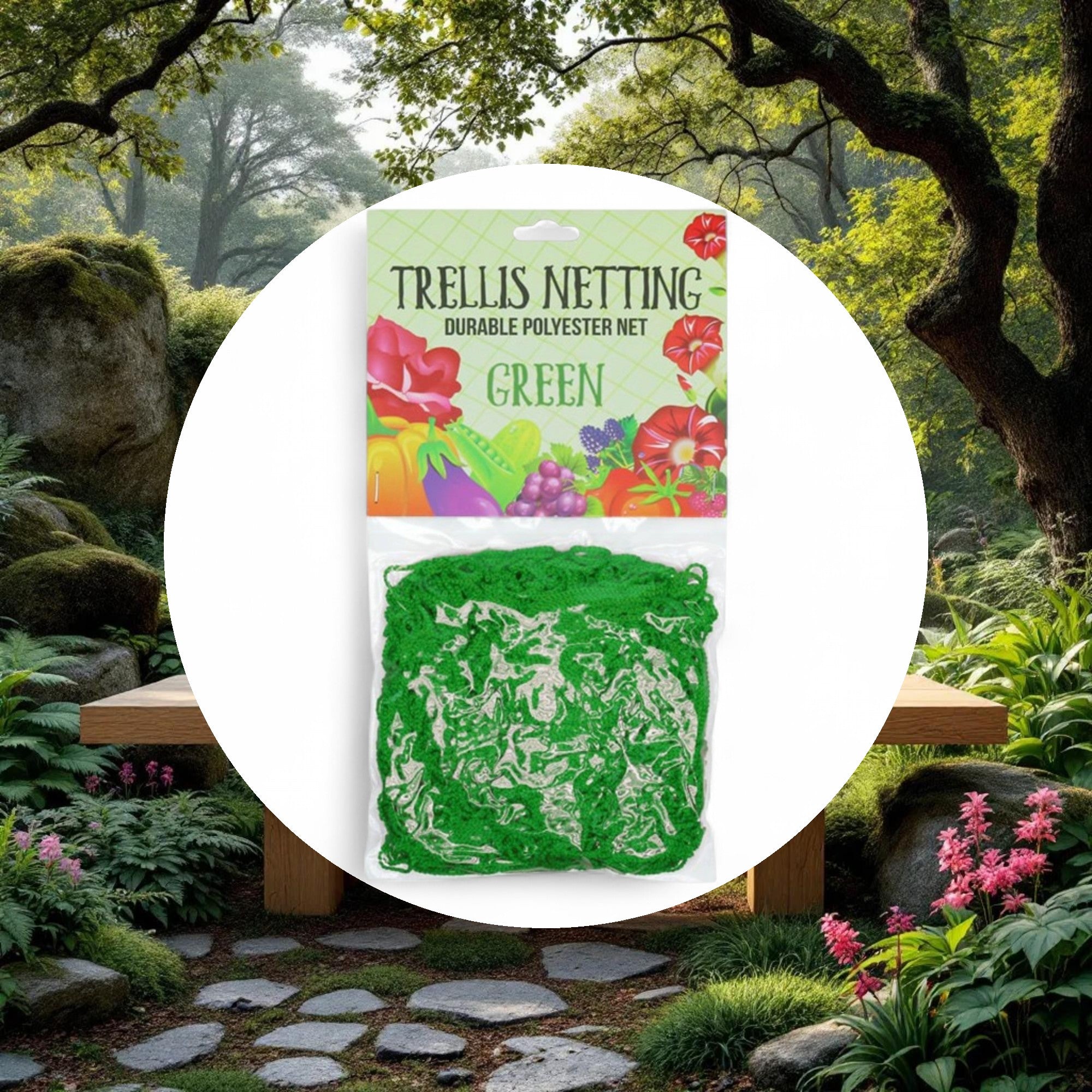 5'x60' Trellis Netting Green 6" Squares - Image 5