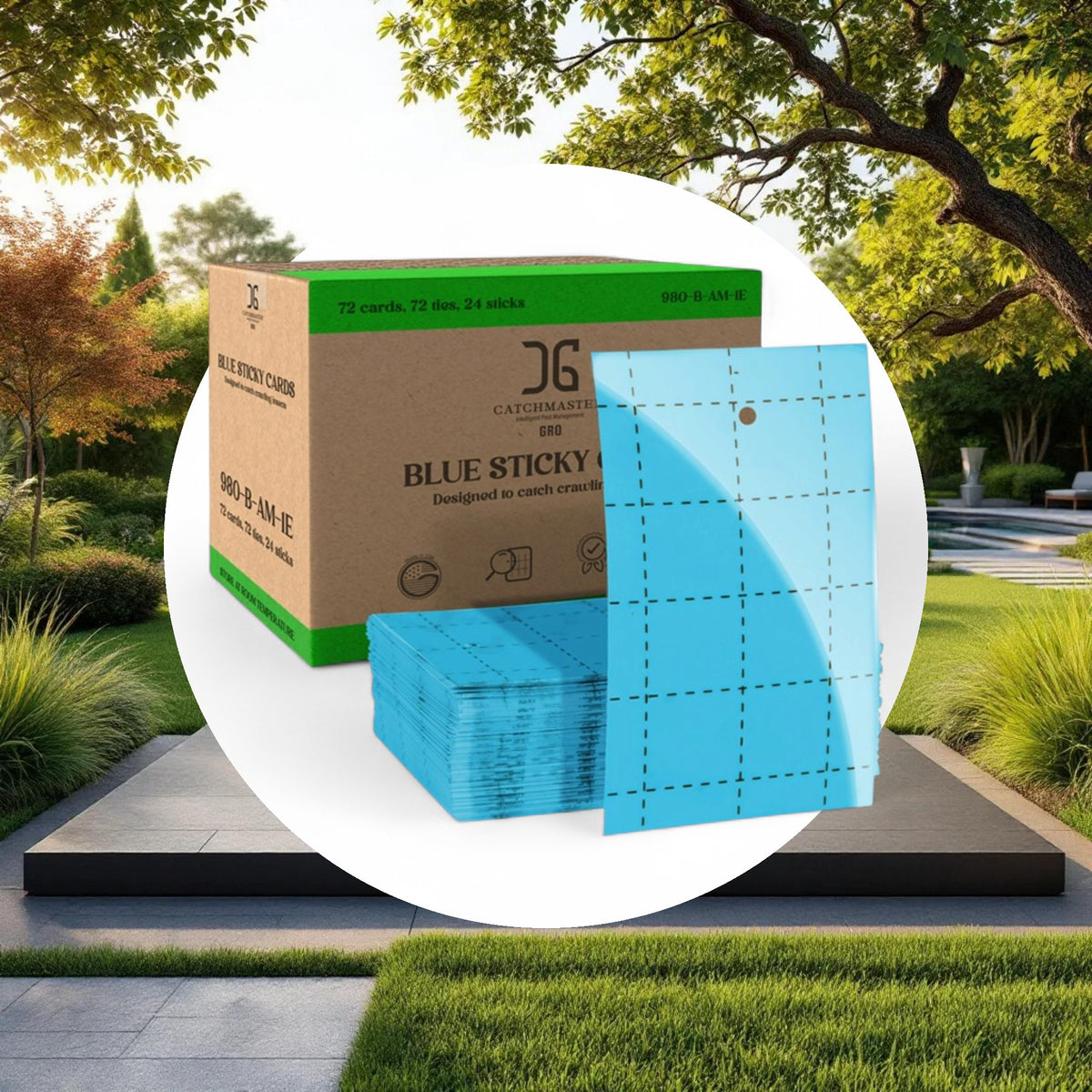 Catchmaster 3" x 5" Double-Sided Blue Sticky Card Pest Monitors (72pcs/Pack) - Image 4